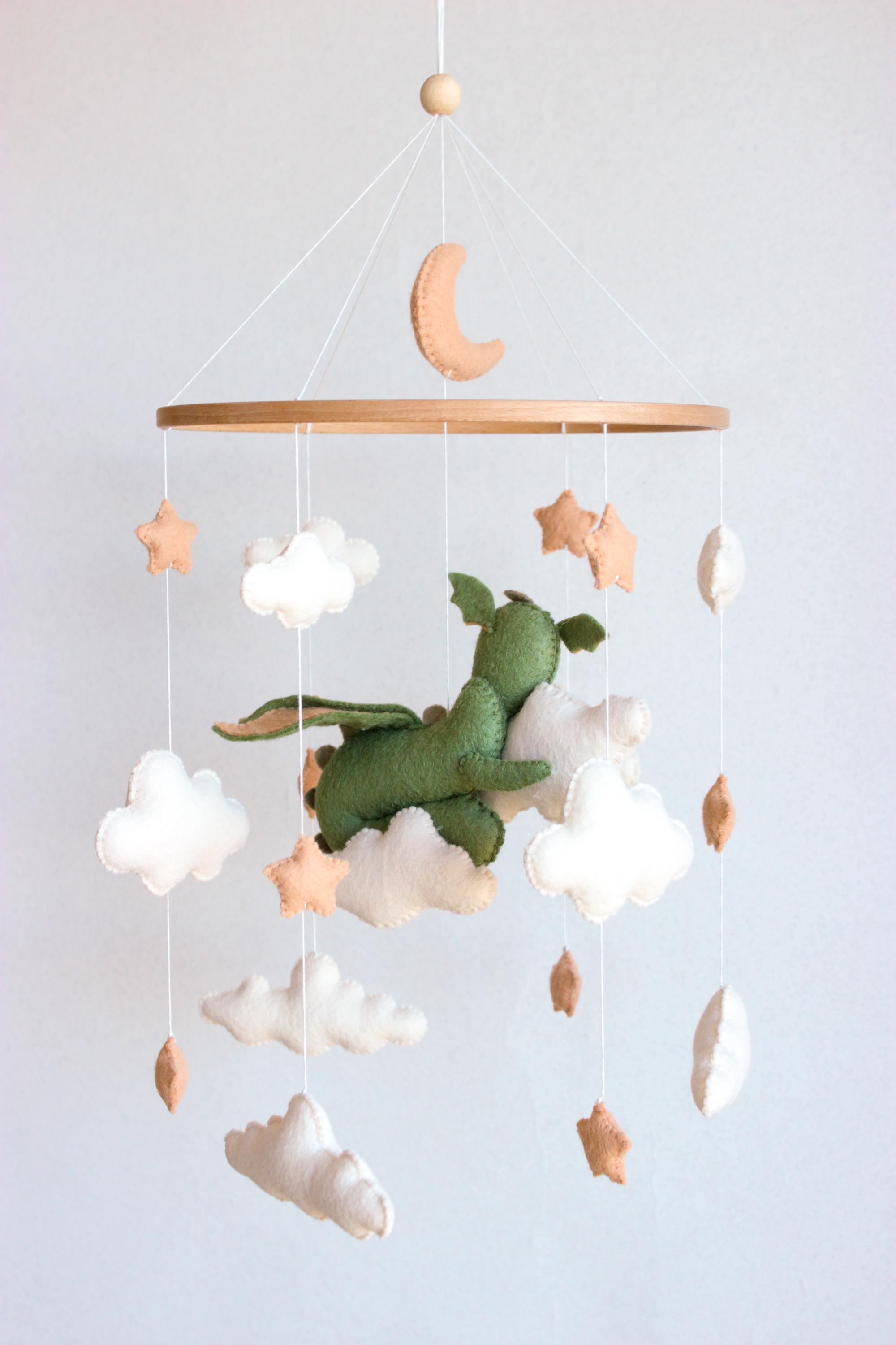 Dragon Baby Mobile Clouds Stars Nursery Decor