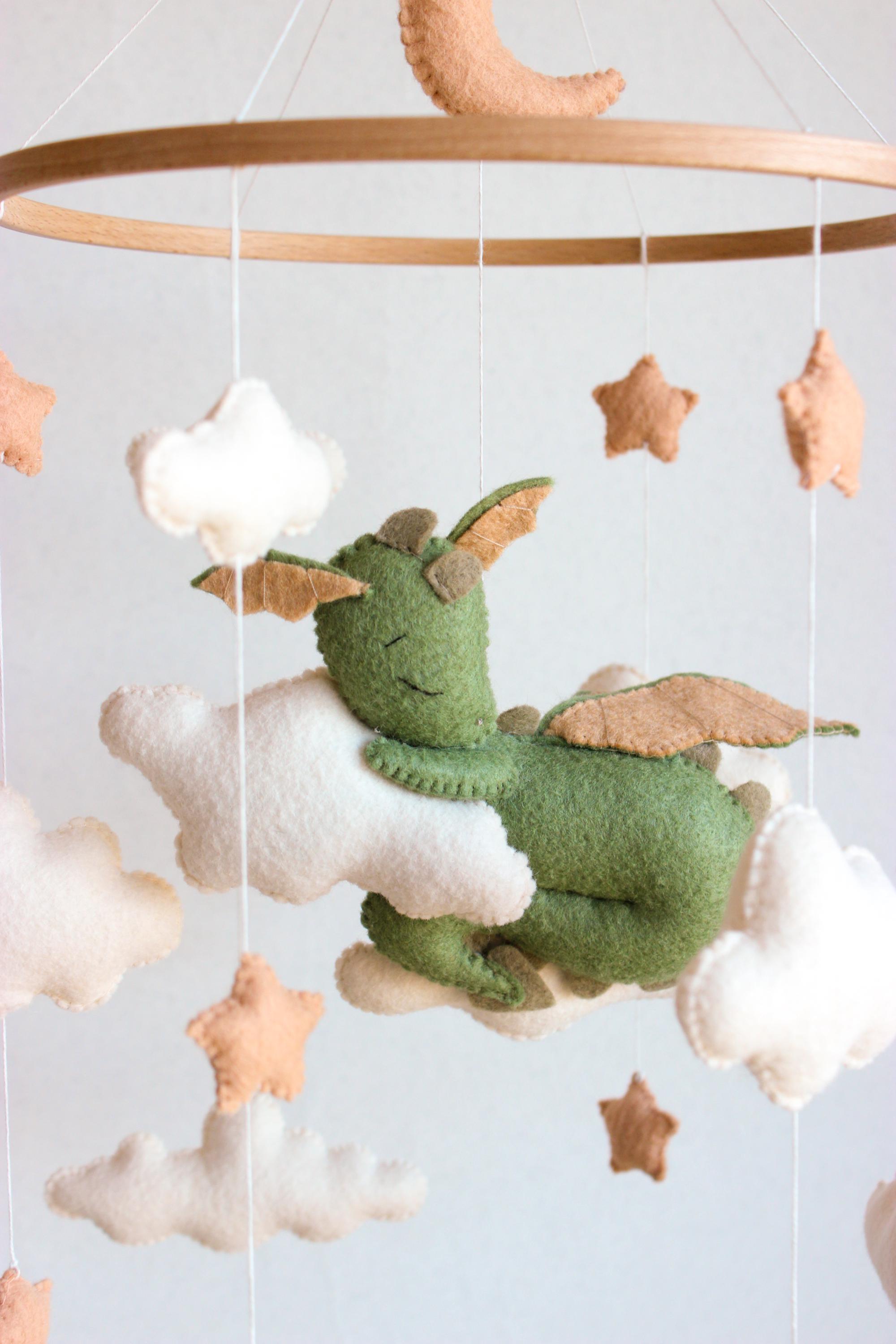 Dragon Baby Mobile Clouds Stars Nursery Decor