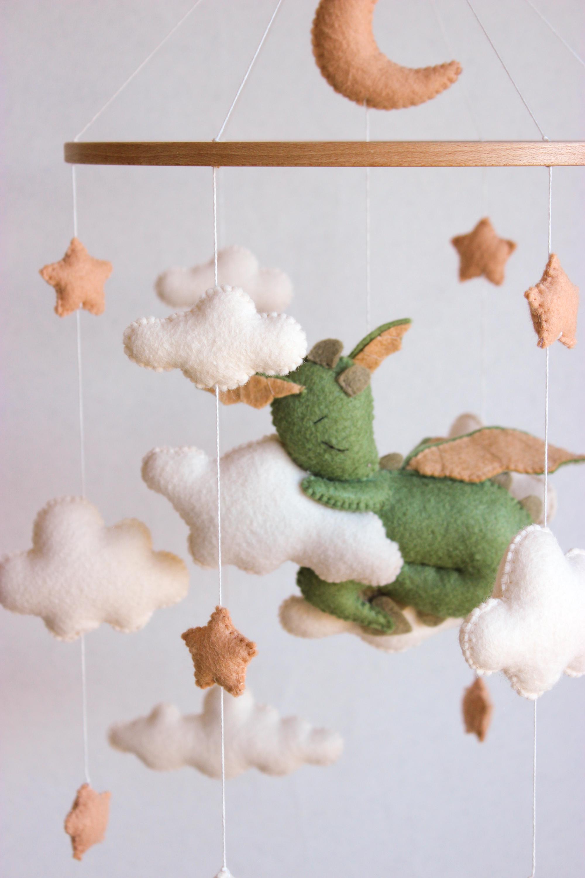 Dragon Baby Mobile Clouds Stars Nursery Decor