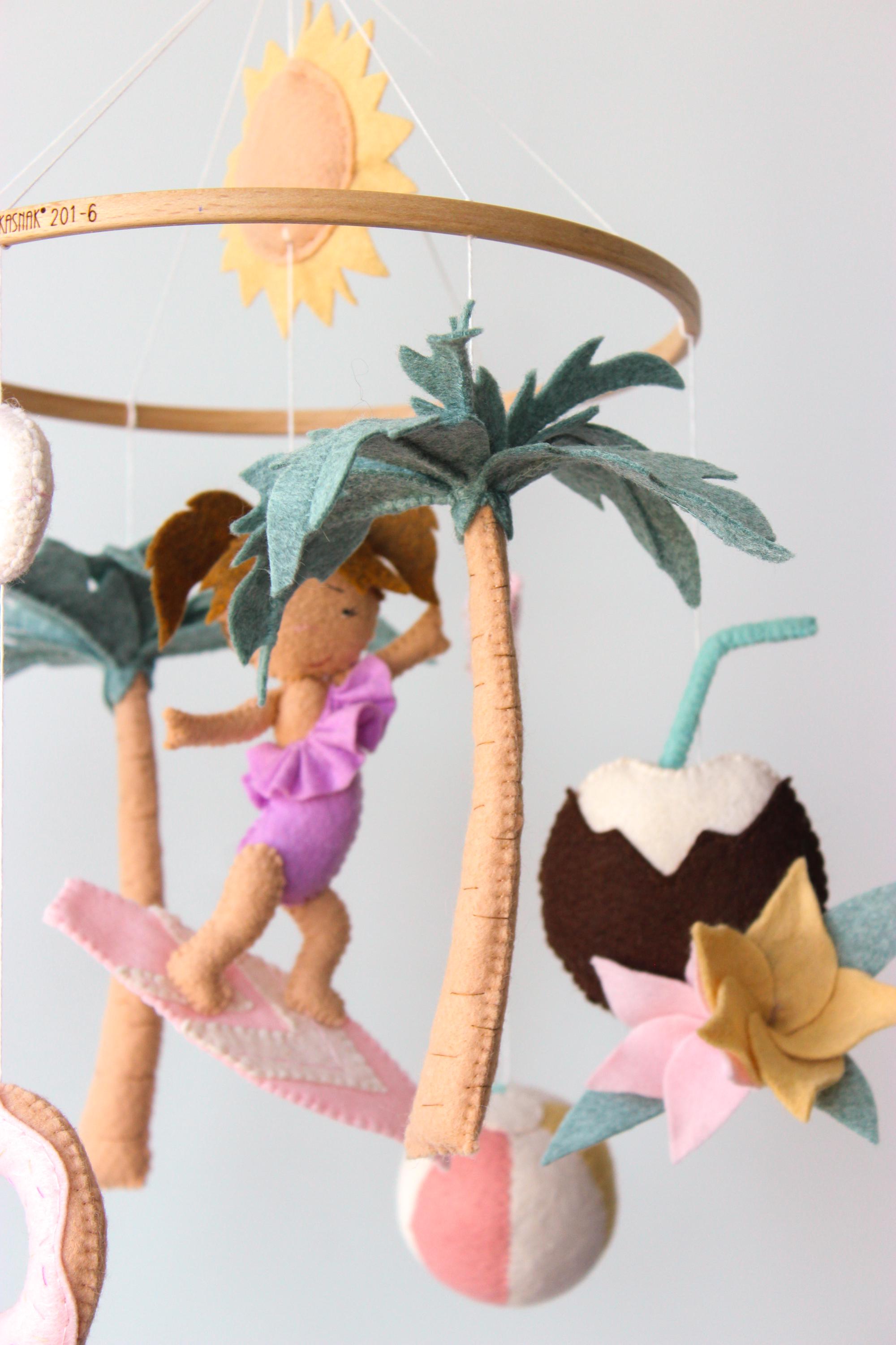 Beach Baby Mobile Surf Coastal Girl Nursery Decor