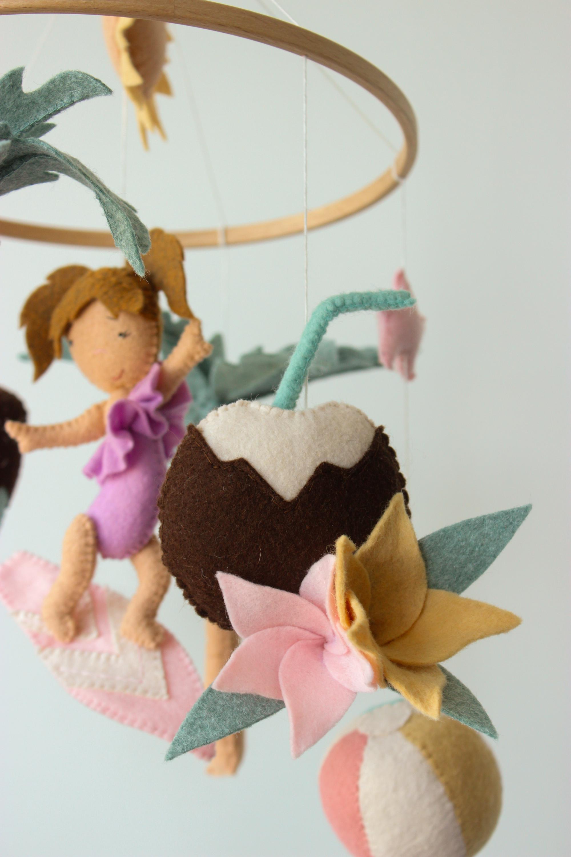 Beach Baby Mobile Surf Coastal Girl Nursery Decor