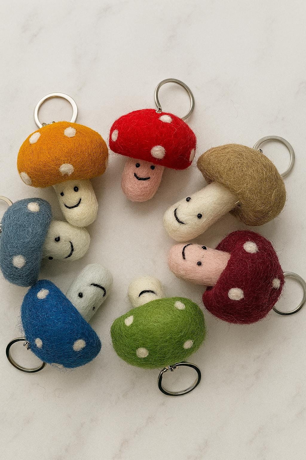 Needle Felt Mushroom Keychain Wool Accessory
