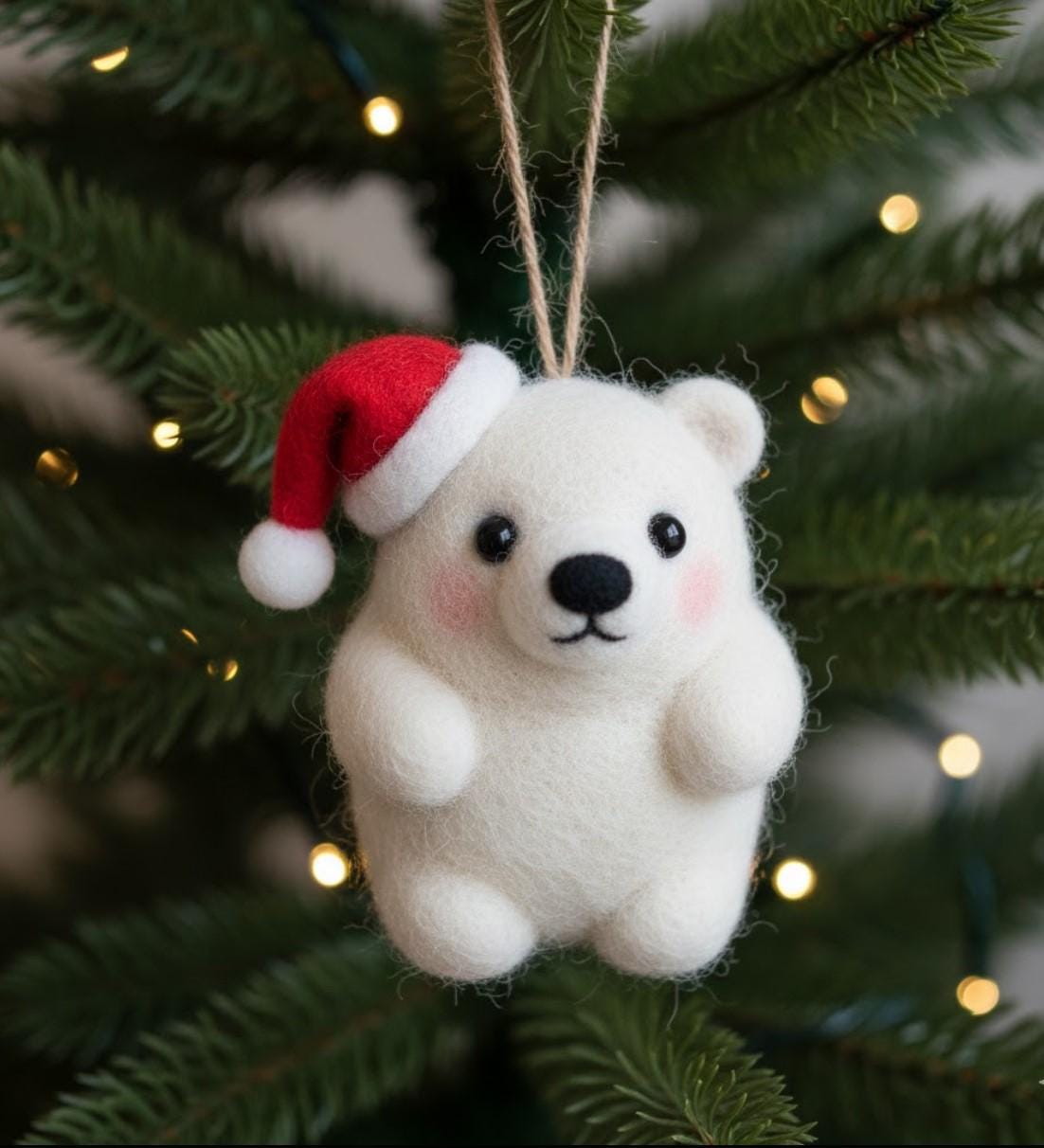 Handmade Needle Felted Animal Ornament Wool Holiday Decor