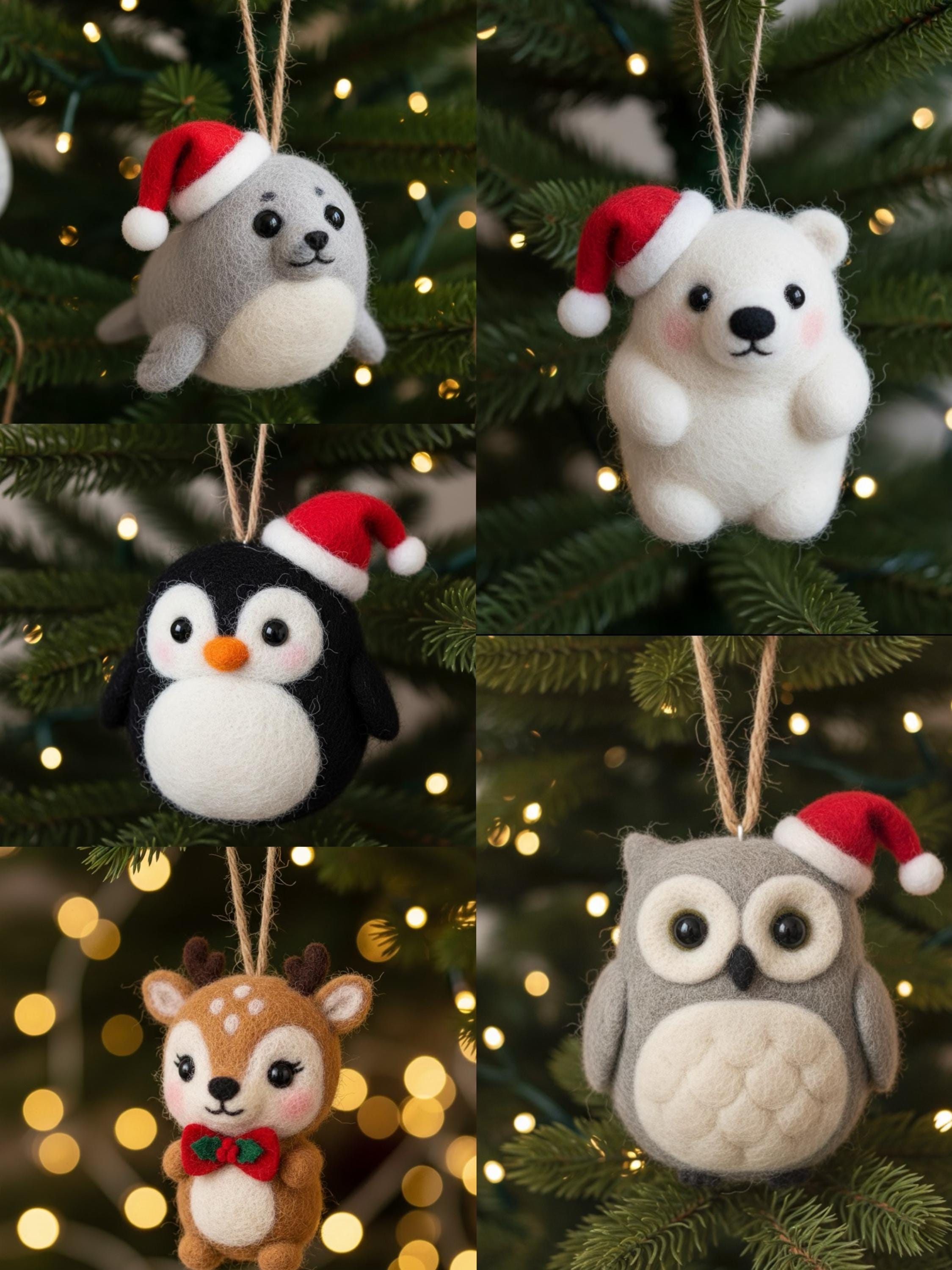 Handmade Needle Felted Animal Ornament Wool Holiday Decor
