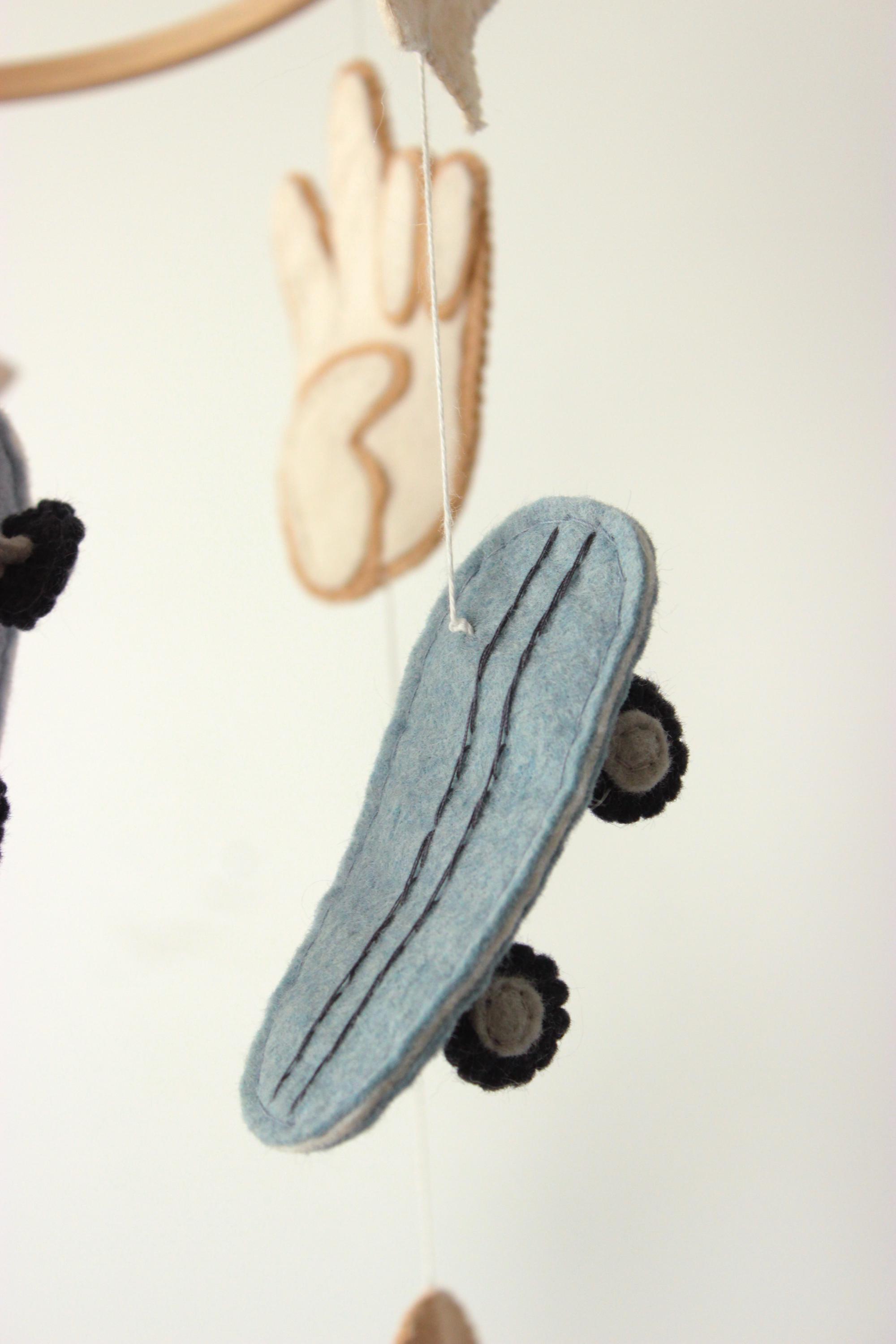 Cool Baby Boy Mobile Skateboard Checkered Nursery Decor