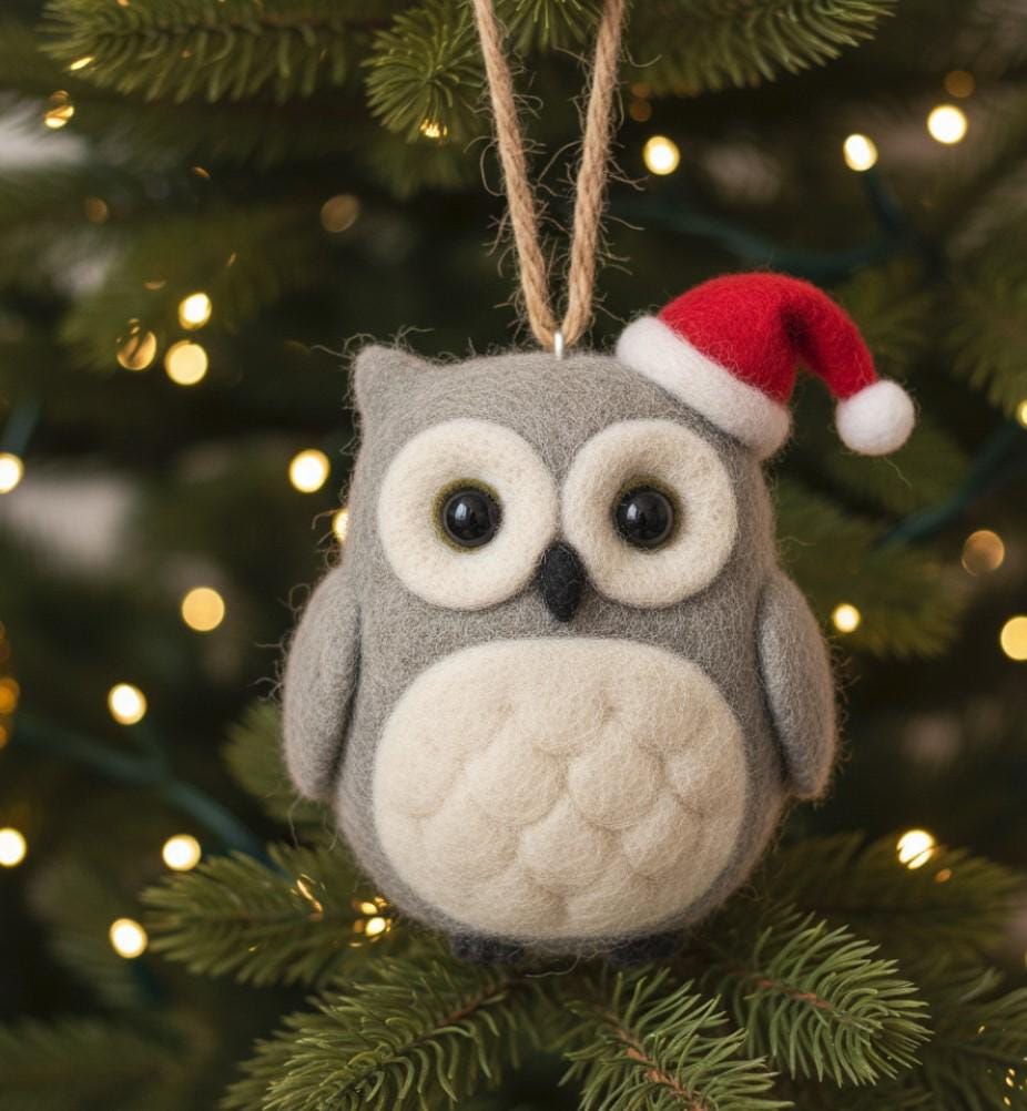 Handmade Needle Felted Animal Ornament Wool Holiday Decor