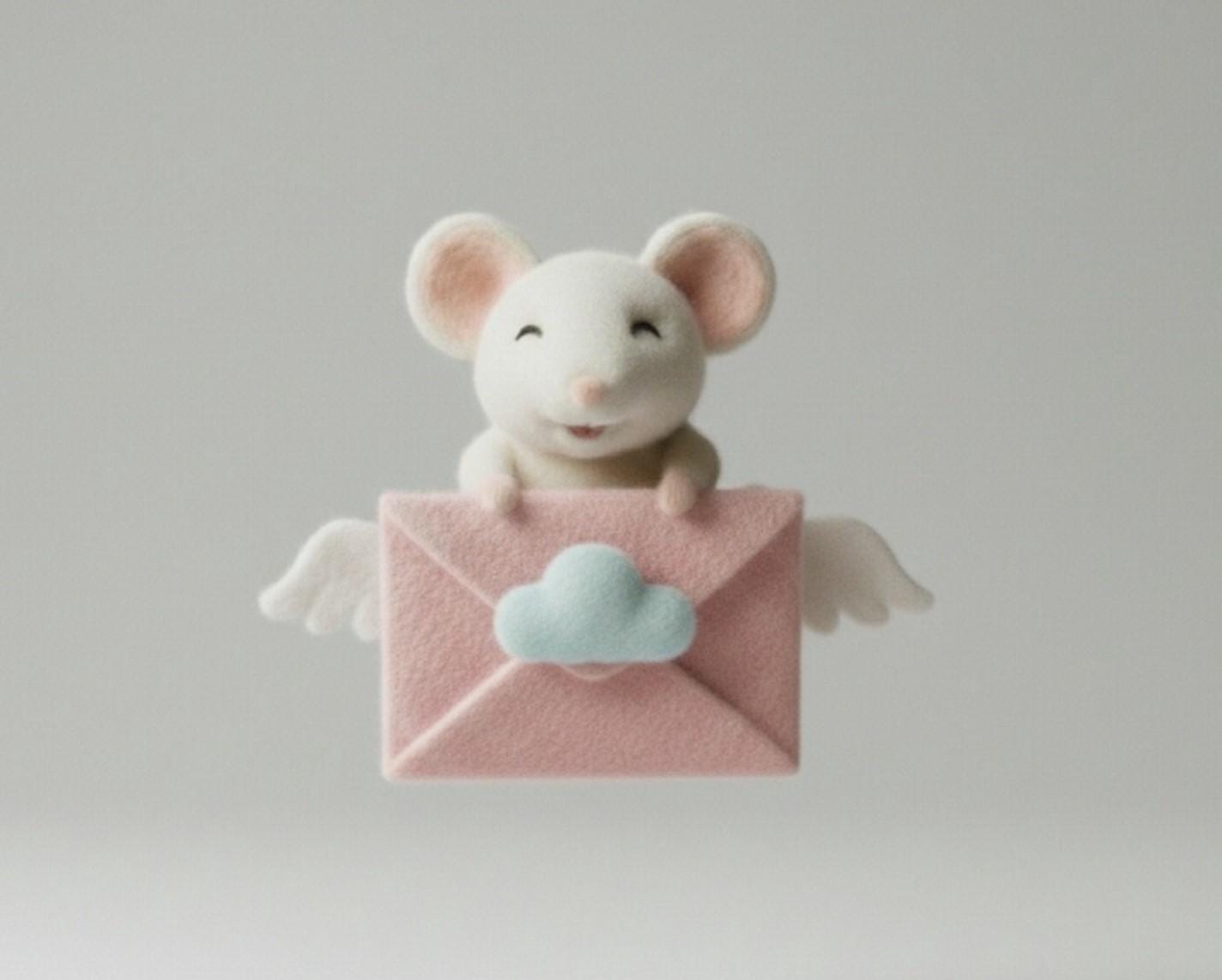 Needle Felted Mouse Figurine with Heart Wool Decor