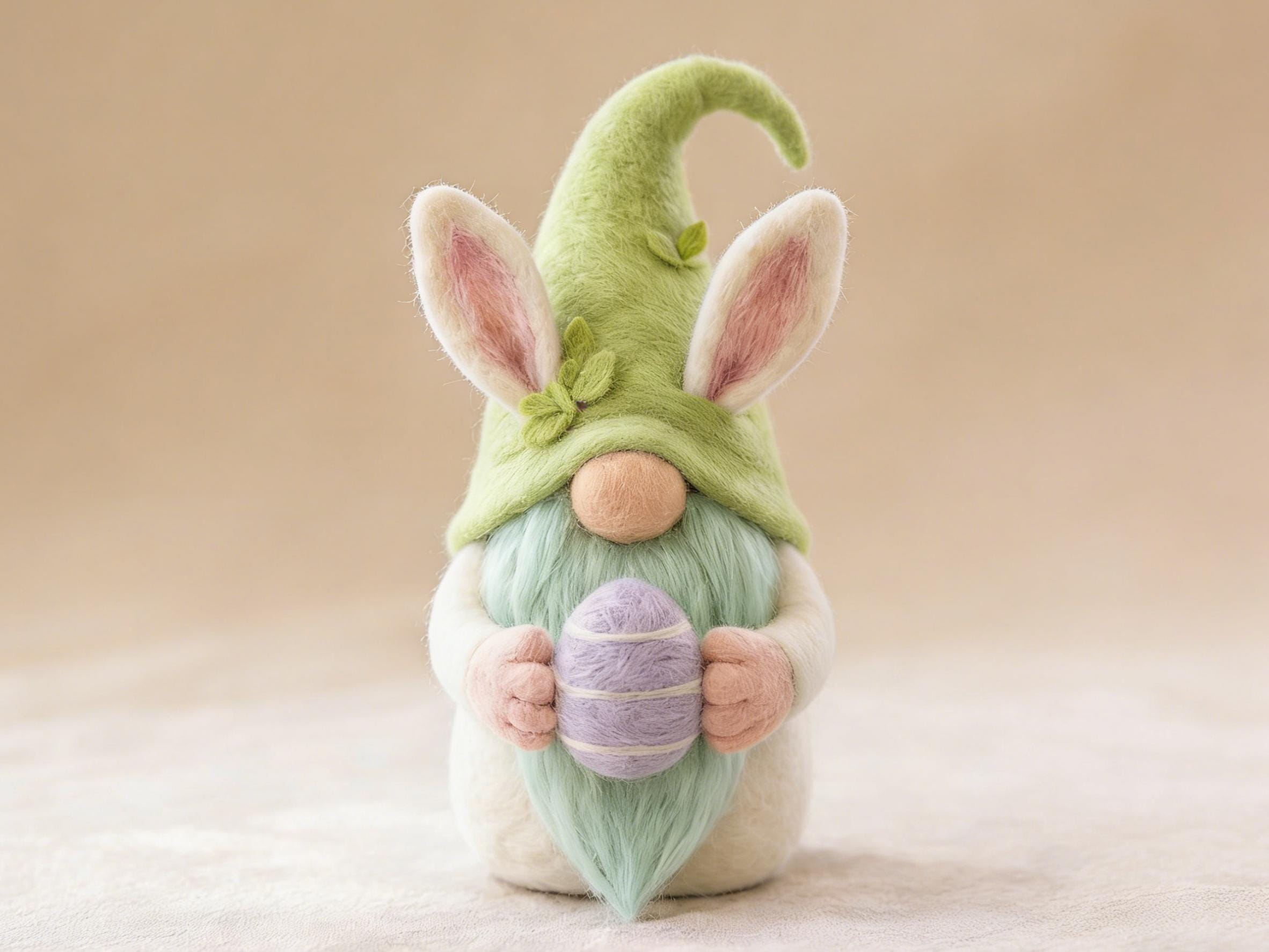 Handmade Wool Felt Gnome Bunny Decoration Ornament