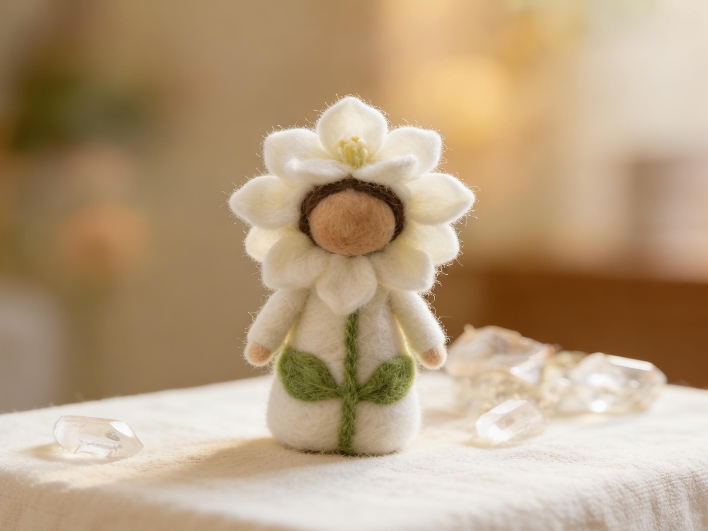 Hand Felted Wool Doll Spring Flower Fairy Ornament Decoration
