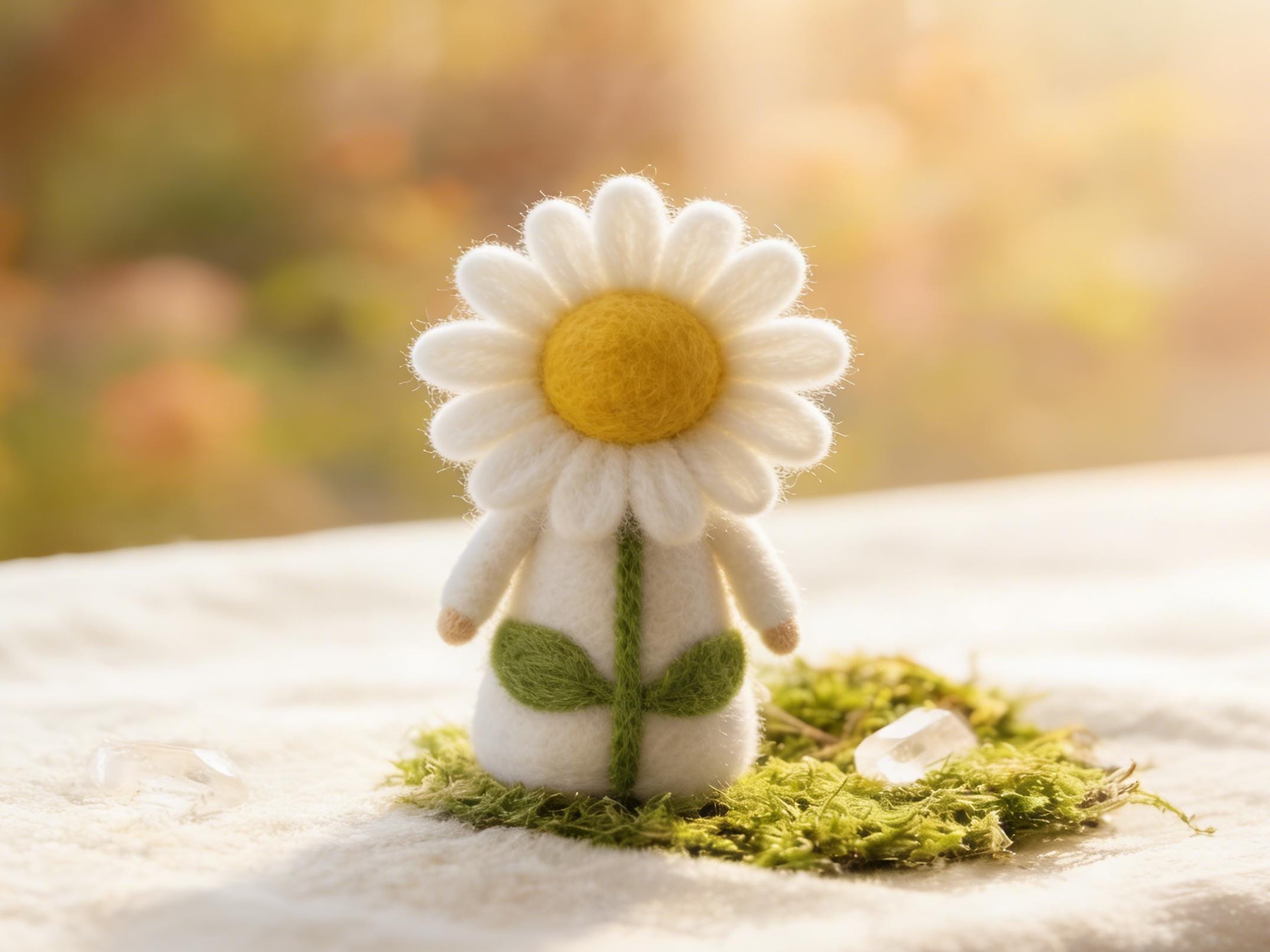 Hand Felted Wool Doll Spring Flower Fairy Ornament Decoration