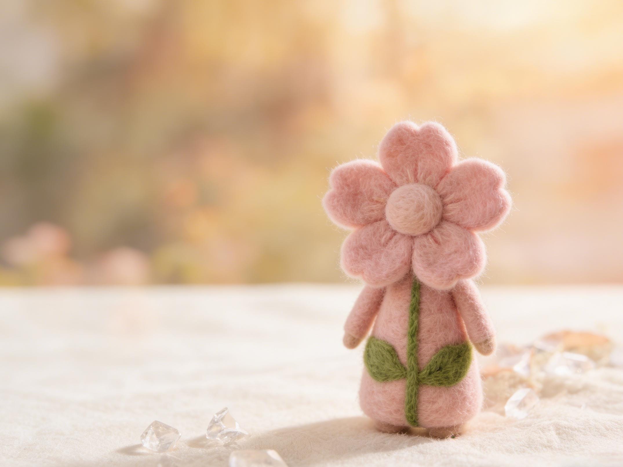 Hand Felted Wool Doll Spring Flower Fairy Ornament Decoration
