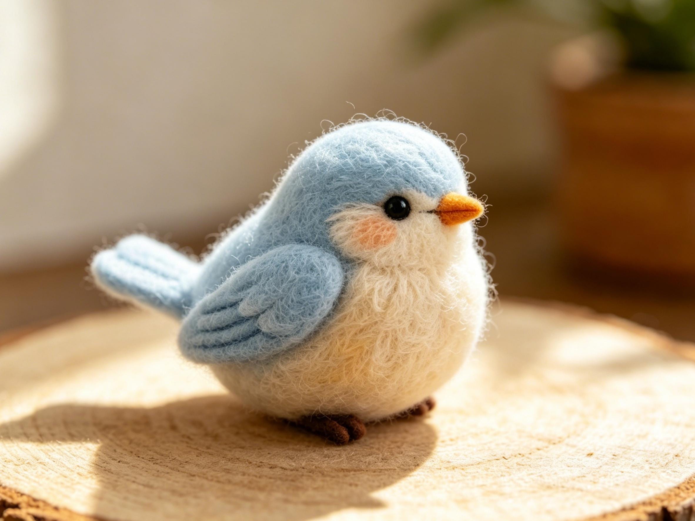 Hand Felted Wool Bird Ornament Handmade Decoration