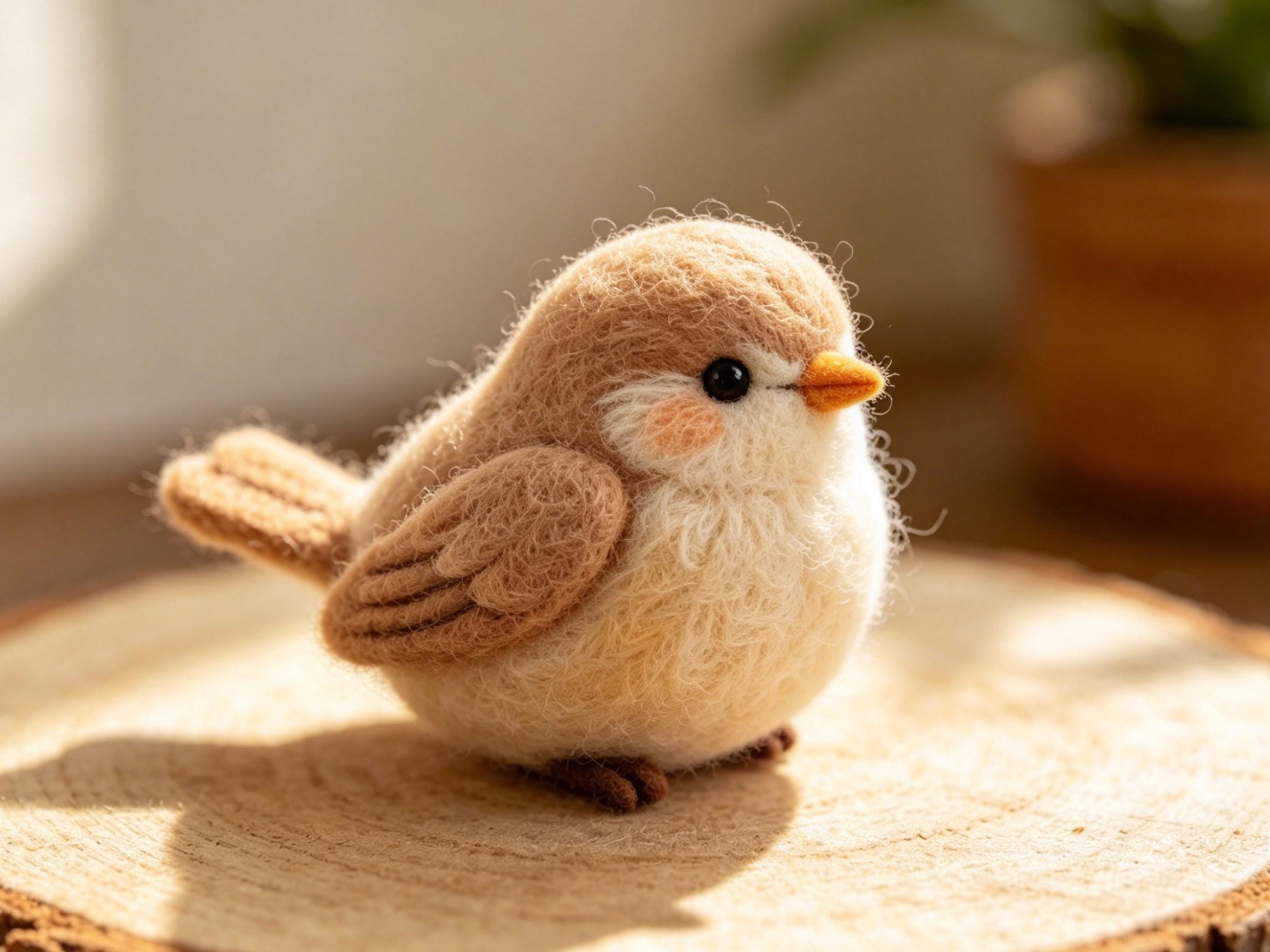 Hand Felted Wool Bird Ornament Handmade Decoration