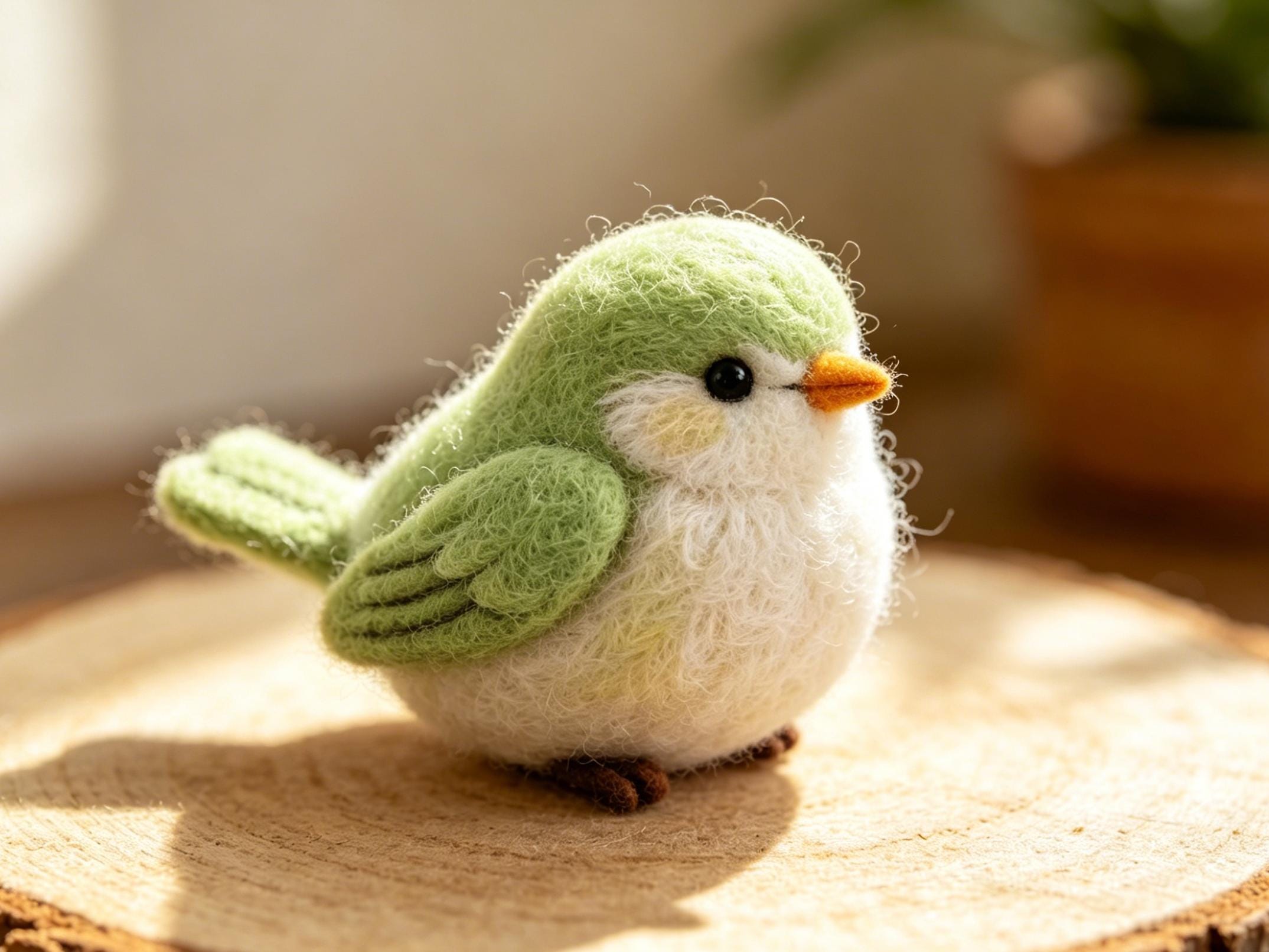 Hand Felted Wool Bird Ornament Handmade Decoration