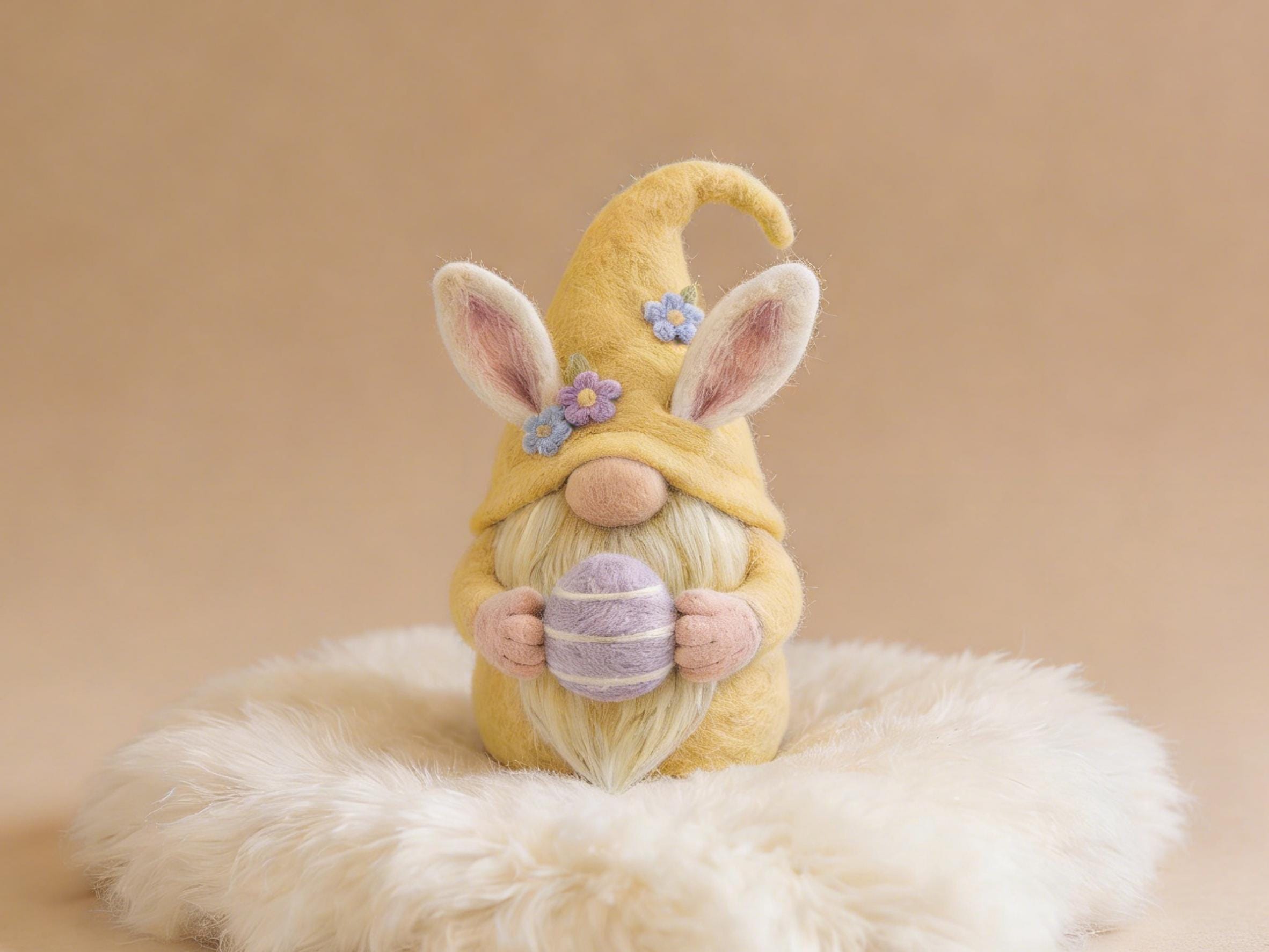 Handmade Wool Felt Gnome Bunny Decoration Ornament