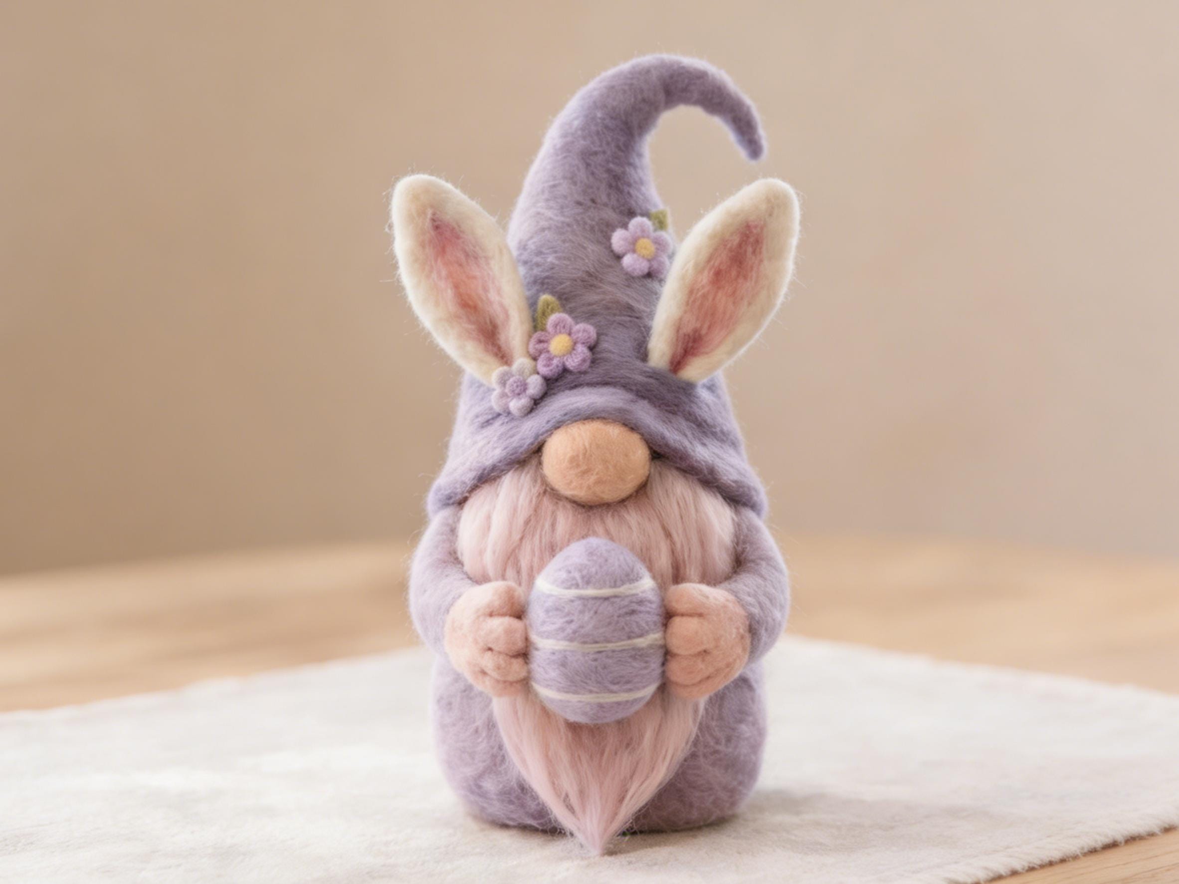 Handmade Wool Felt Gnome Bunny Decoration Ornament