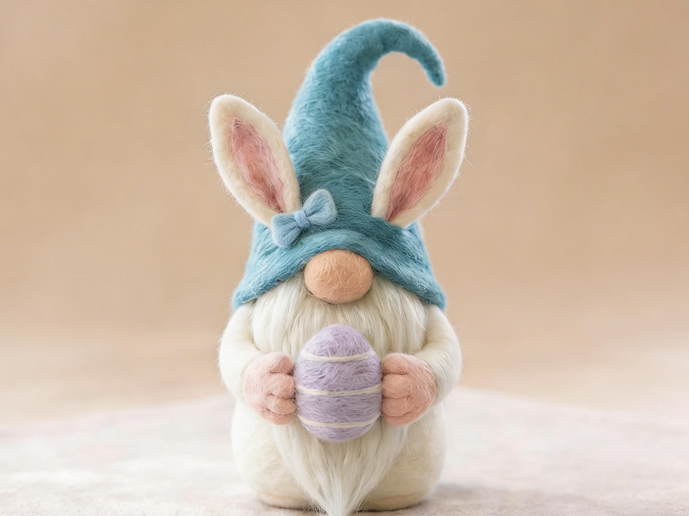 Handmade Wool Felt Gnome Bunny Decoration Ornament