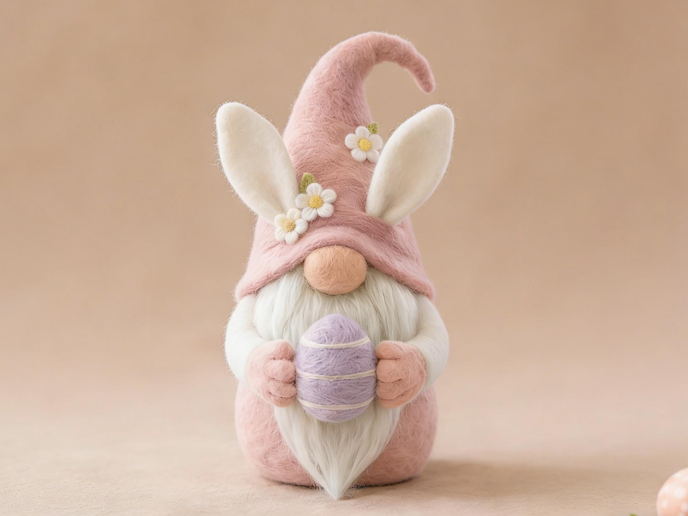 Handmade Wool Felt Gnome Bunny Decoration Ornament