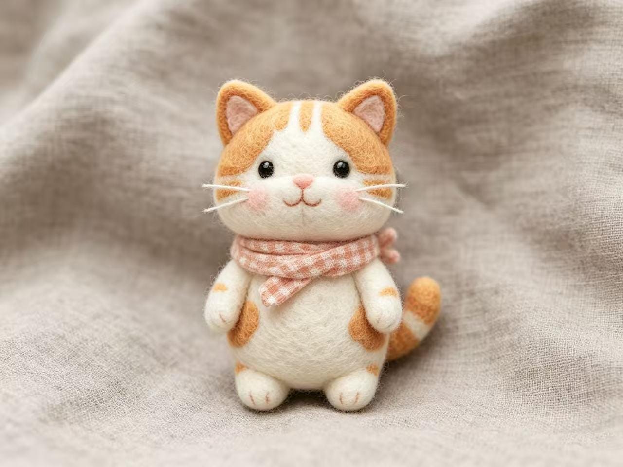Handmade Wool Felt Cat Figurine Needle Felted Animal Gift