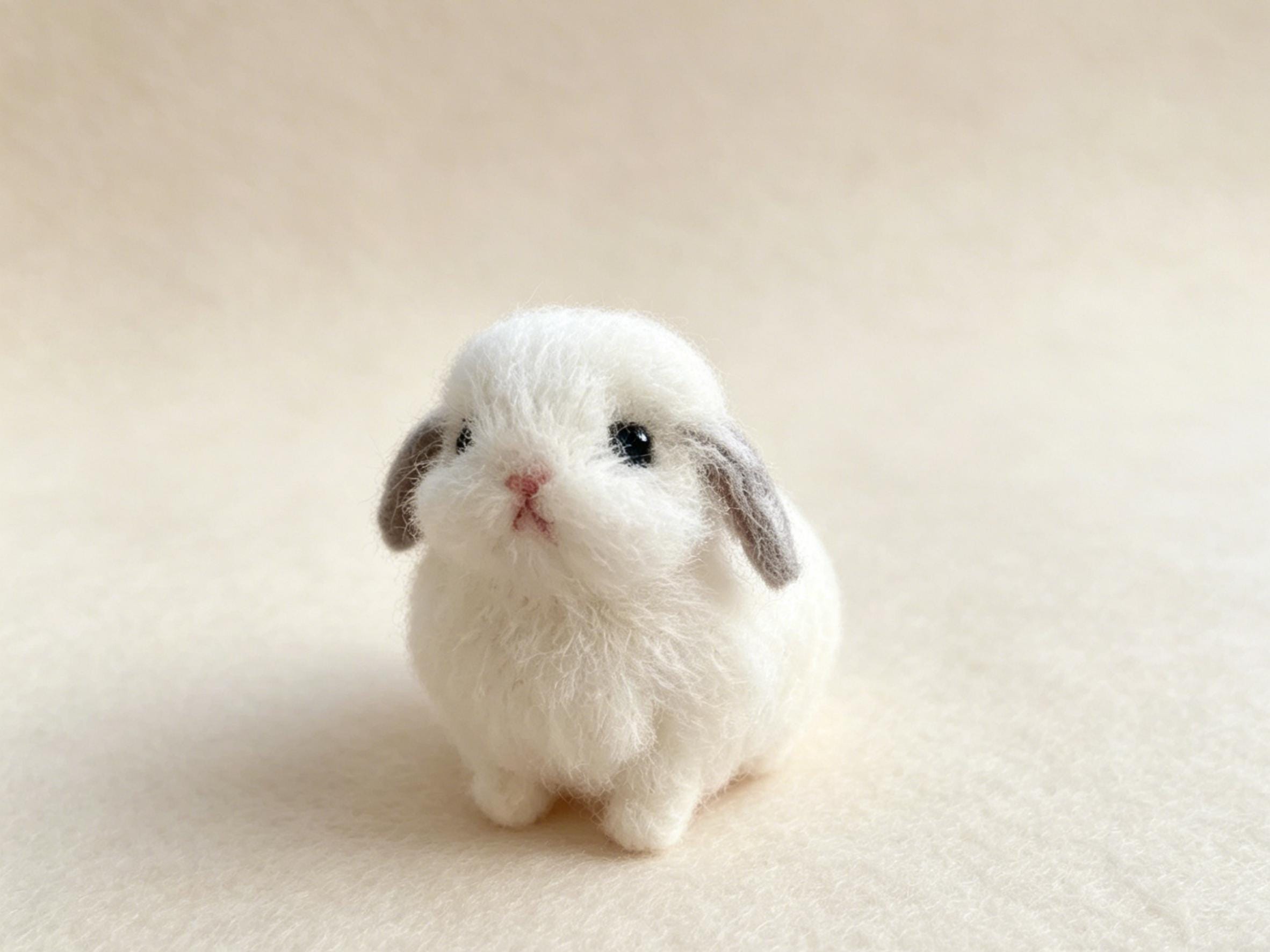 Hand Felted Wool Bunny Rabbit Miniature Decoration