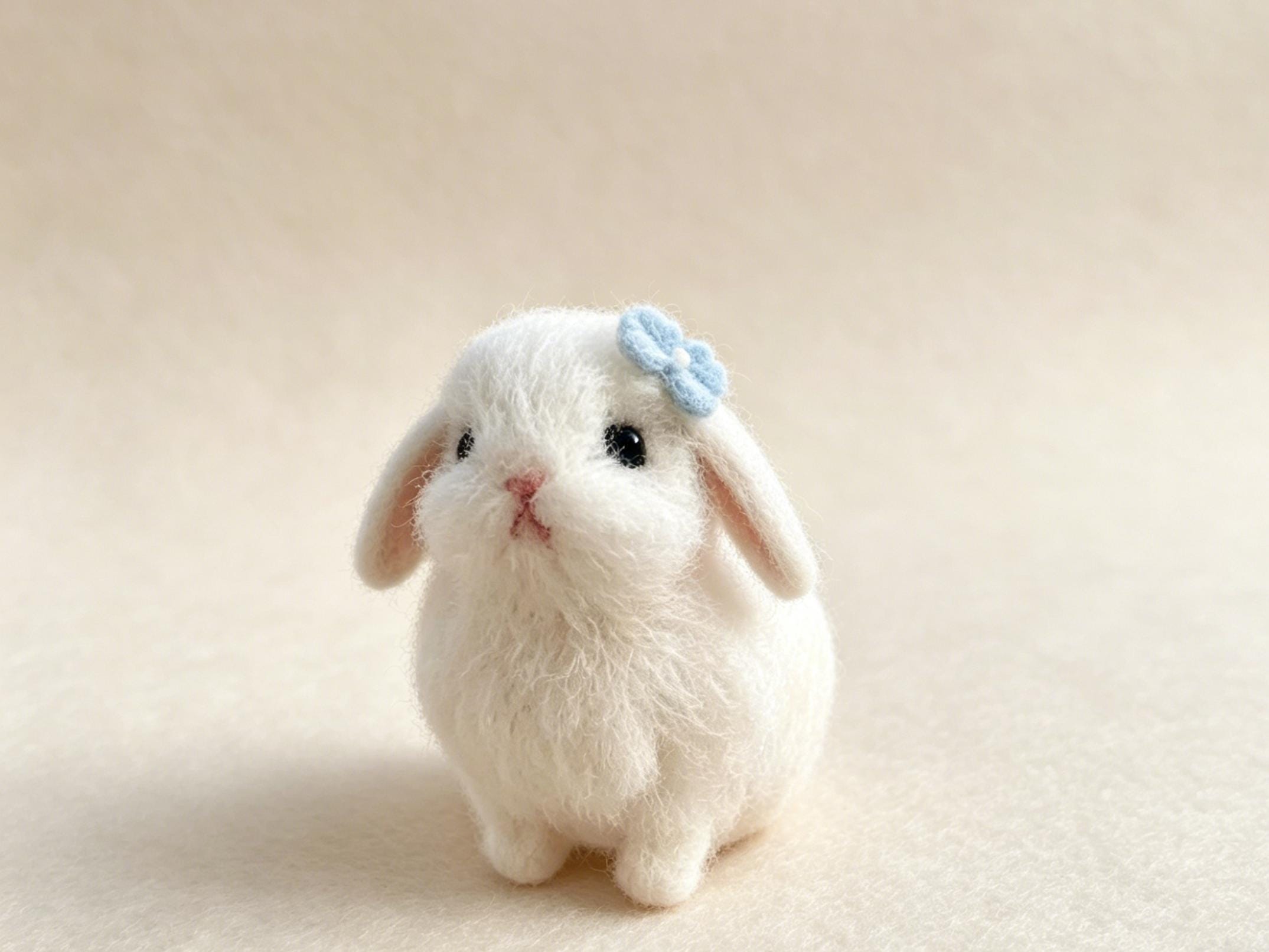 Hand Felted Wool Bunny Rabbit Miniature Decoration