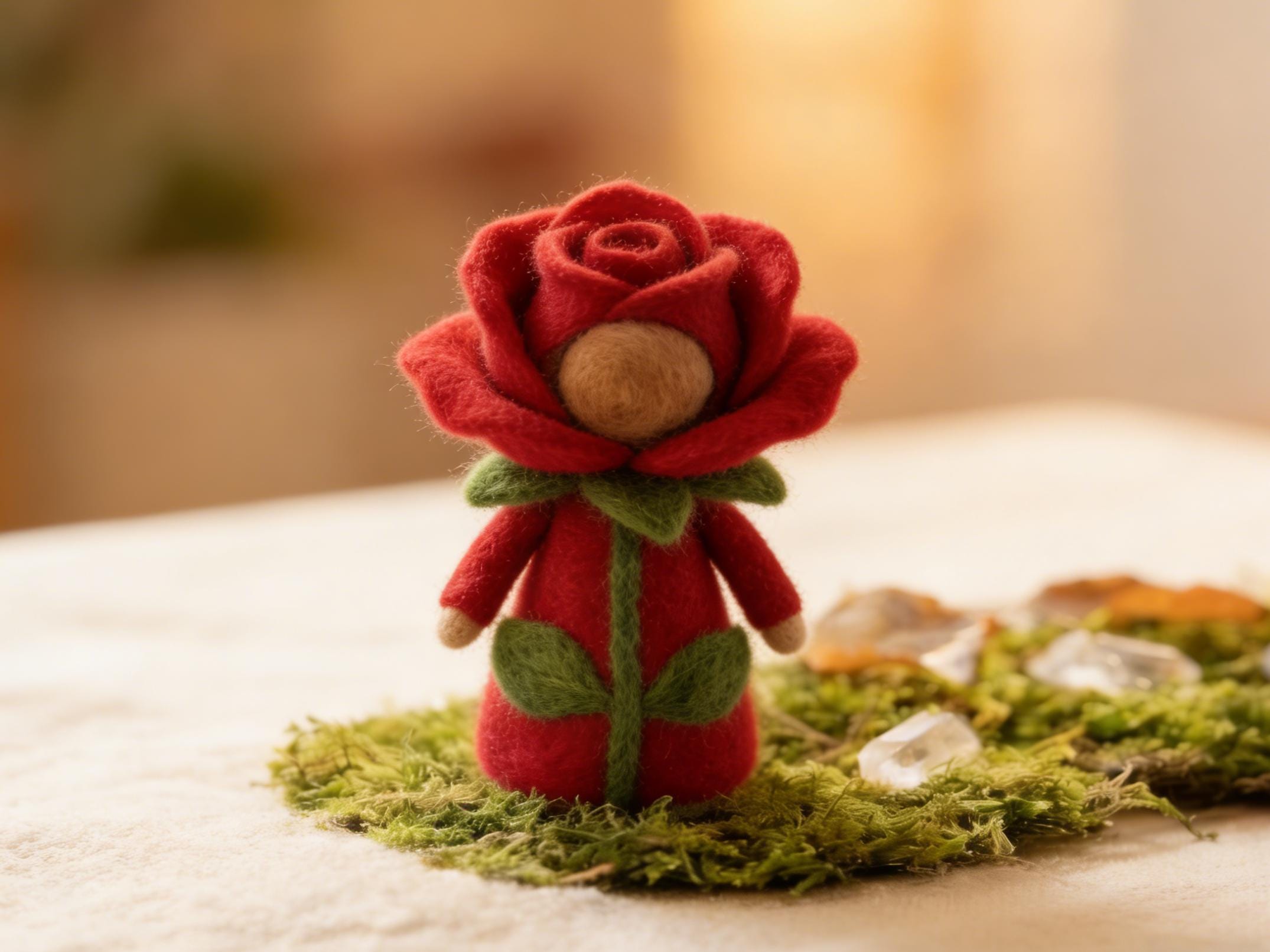 Hand Felted Wool Doll Spring Flower Fairy Ornament Decoration
