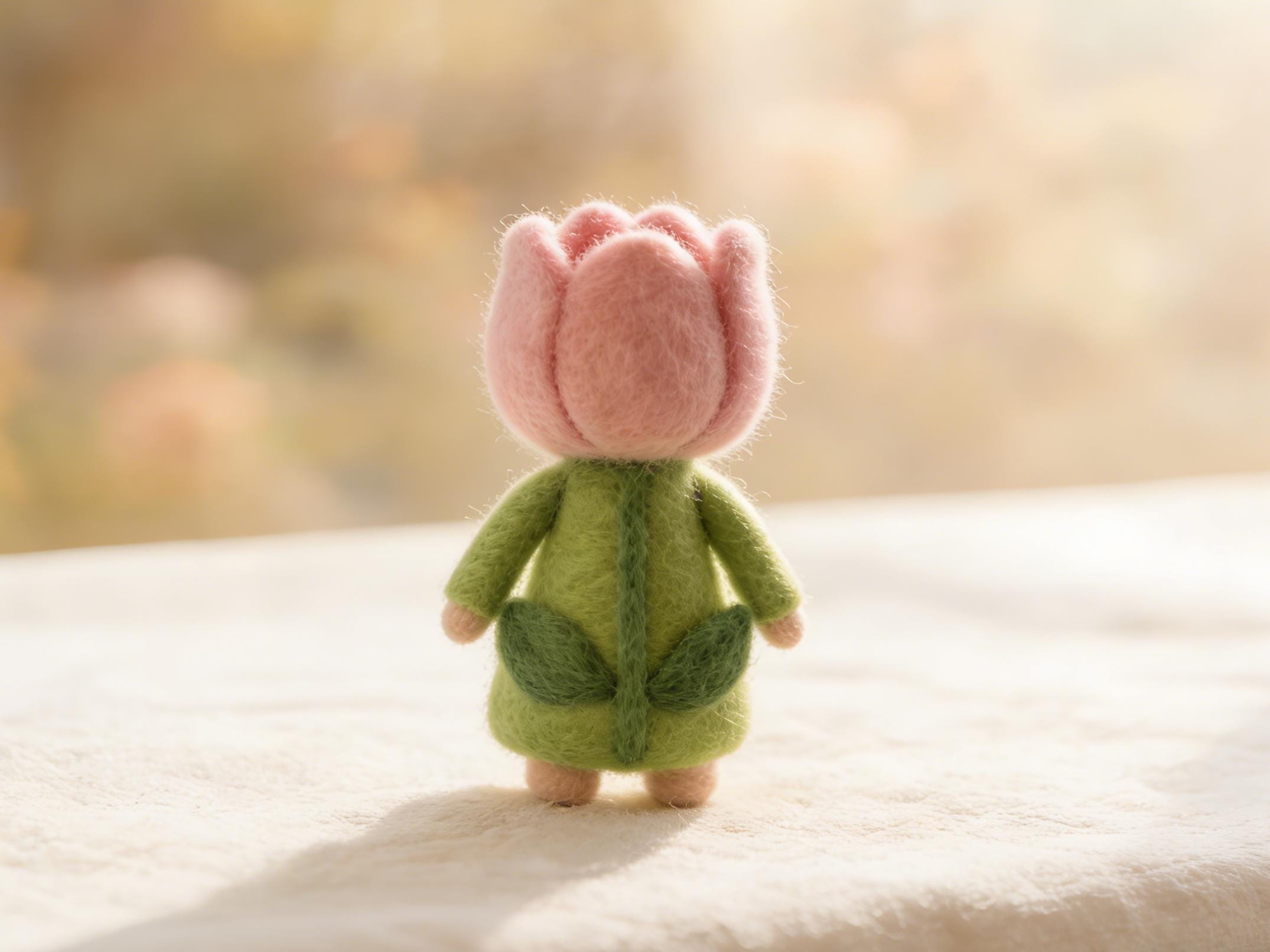 Hand Felted Wool Doll Spring Flower Fairy Ornament Decoration