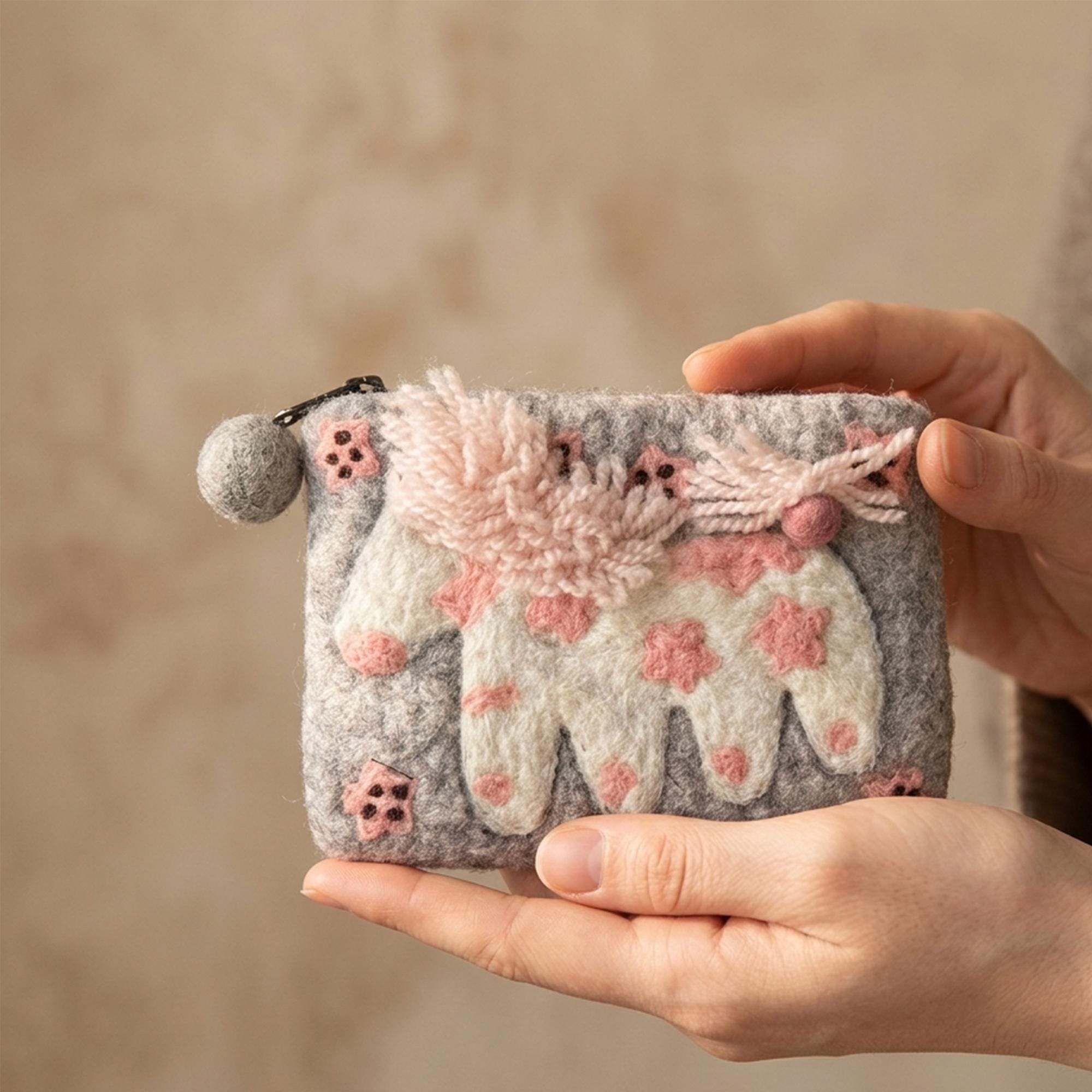 Handmade Wool Felt Horse Coin Purse Needle Felted Pony Pouch