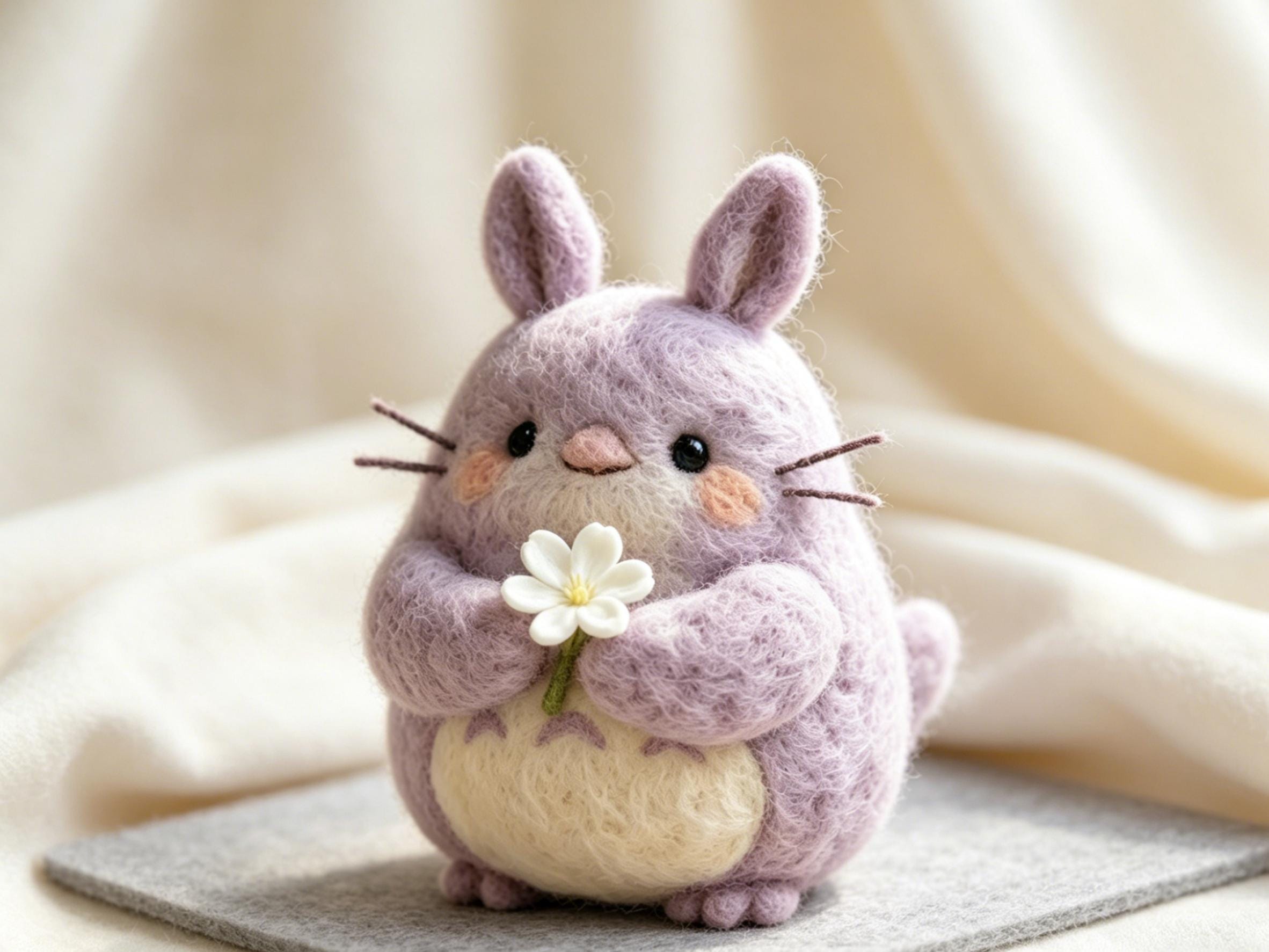 Needle Felted Wool Figurine Handmade Daisy Accent Decoration