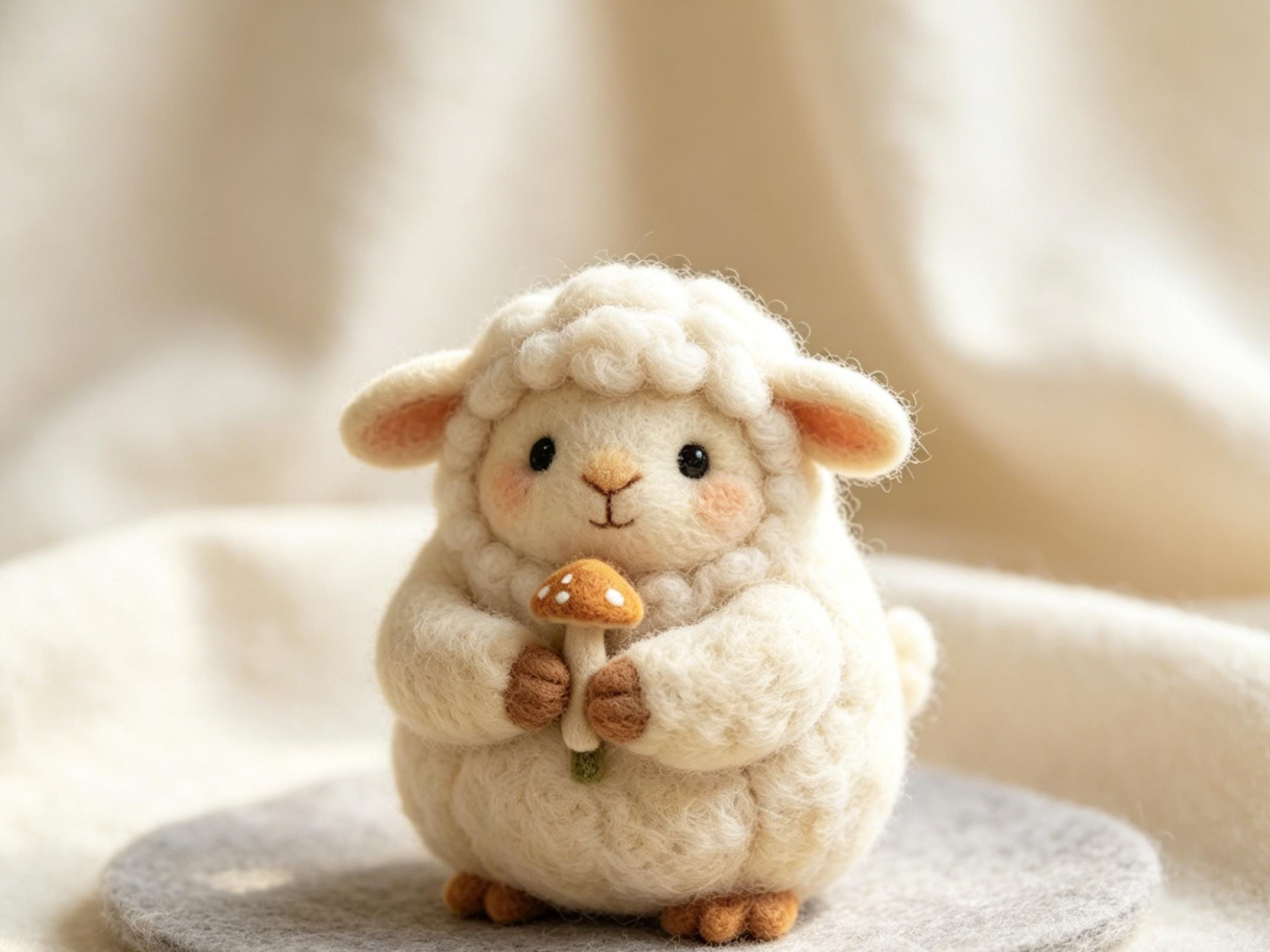 Needle Felted Wool Figurine Handmade Daisy Accent Decoration