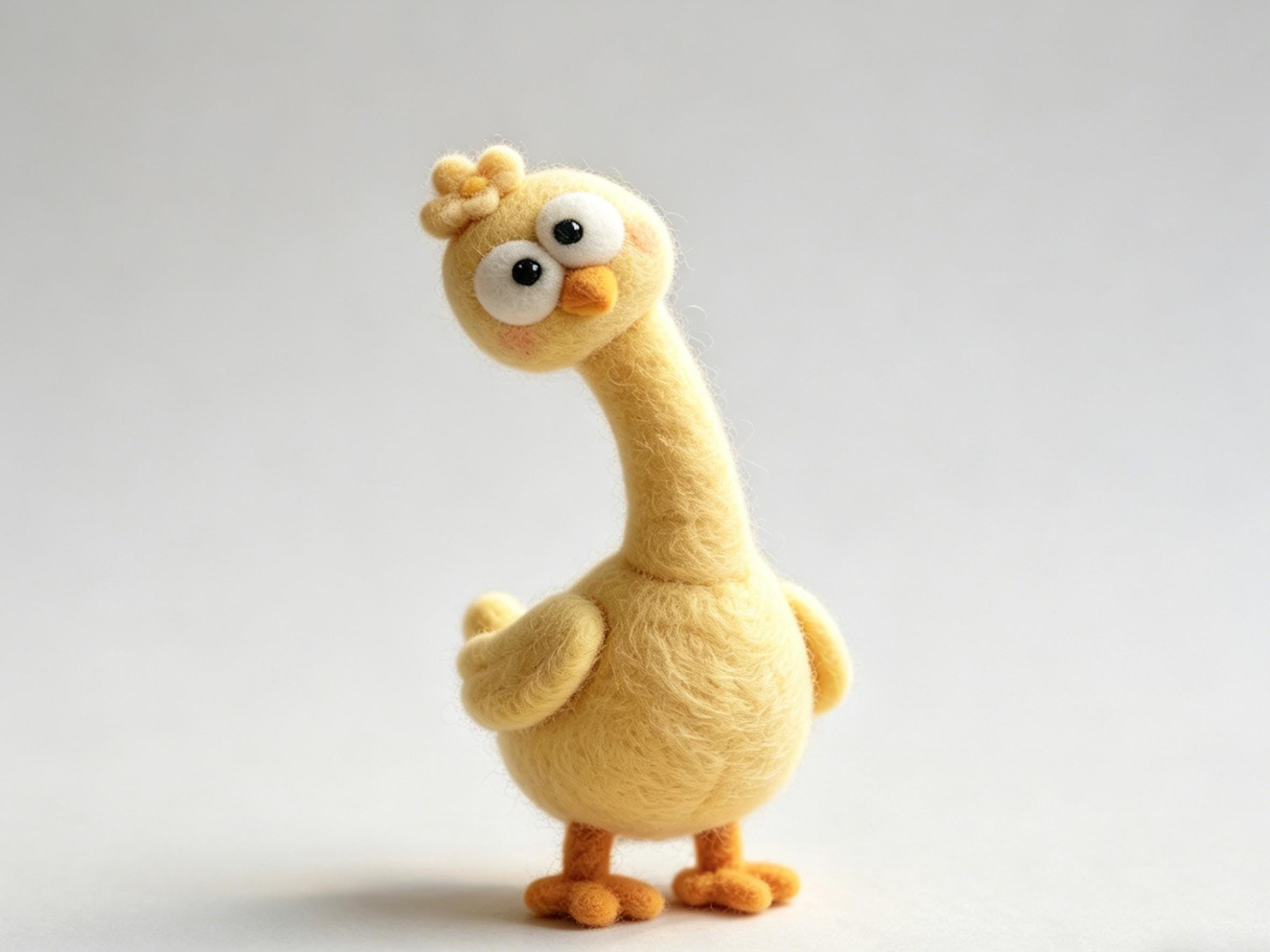 Needle Felted Wool Chicken Figurine Handmade Long Neck Artwork