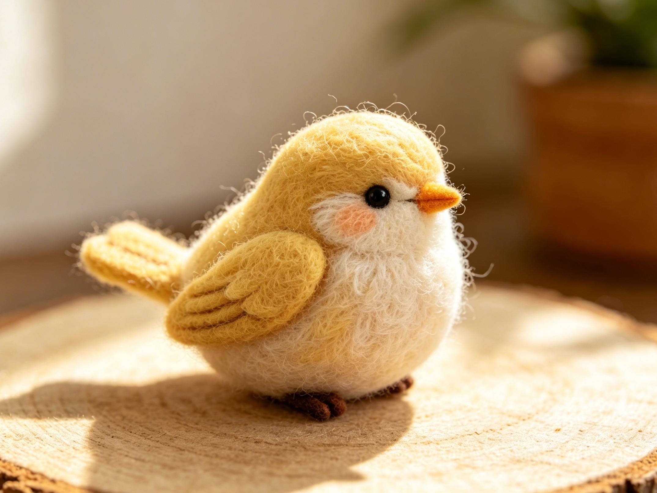 Hand Felted Wool Bird Ornament Handmade Decoration