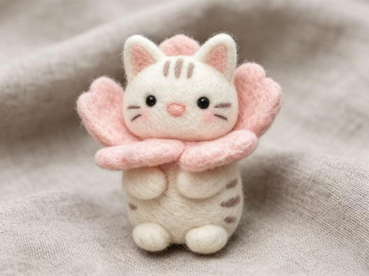 Handmade Wool Felt Cat Figurine Needle Felted Animal Gift