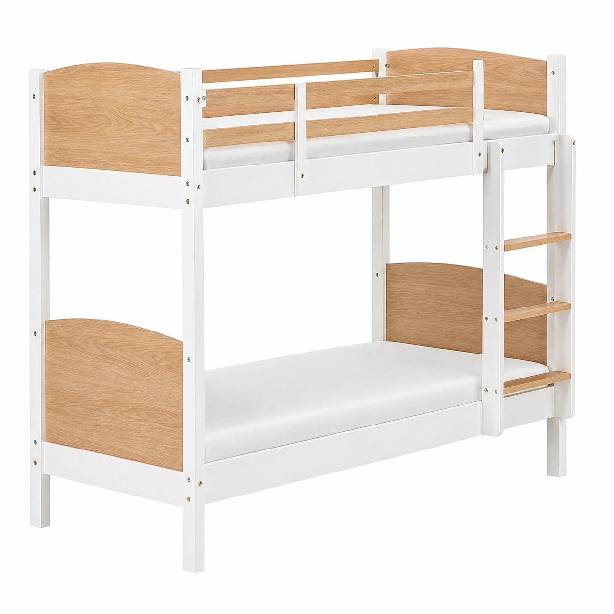 Litera de Madera Maciza con Escalera Lateral 90 x 200 cm Blanco Natural-ordersero