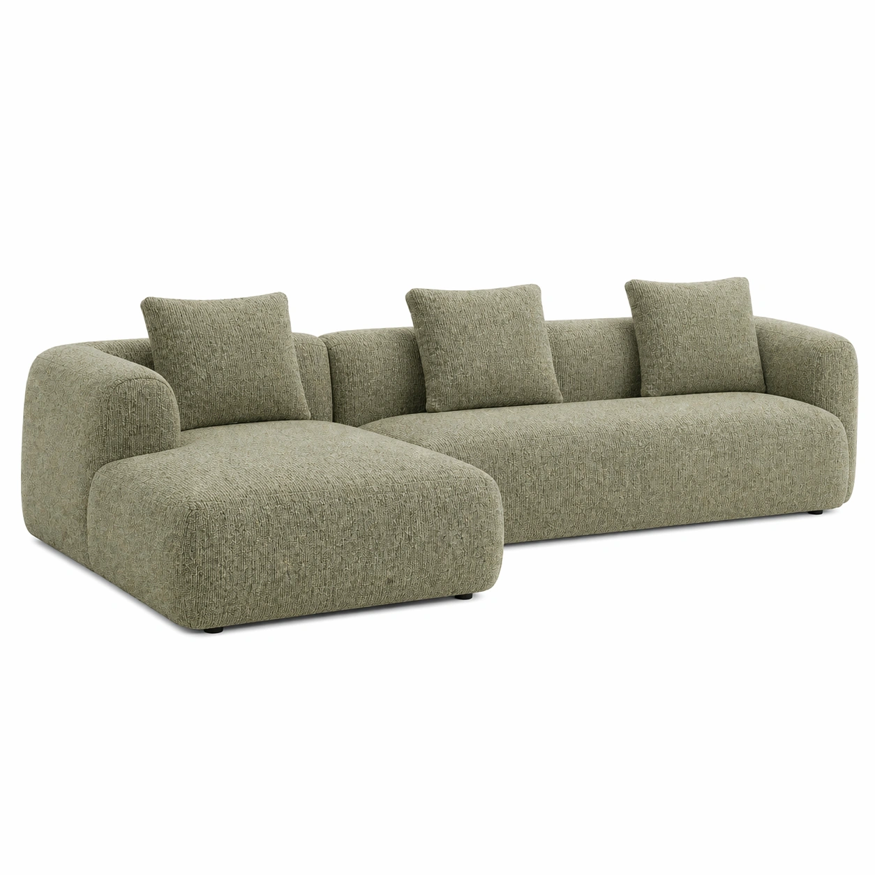 Sofá modular de 3 plazas con chaise longue dise?o orgánico en verde oliva-ordersero