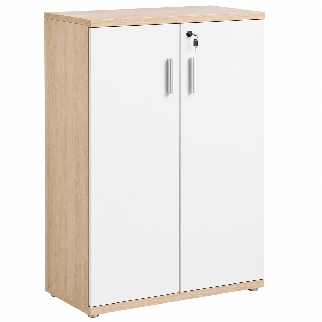 Armario de oficina compacto con puertas dobles y cerradura Gris claro-ordersero