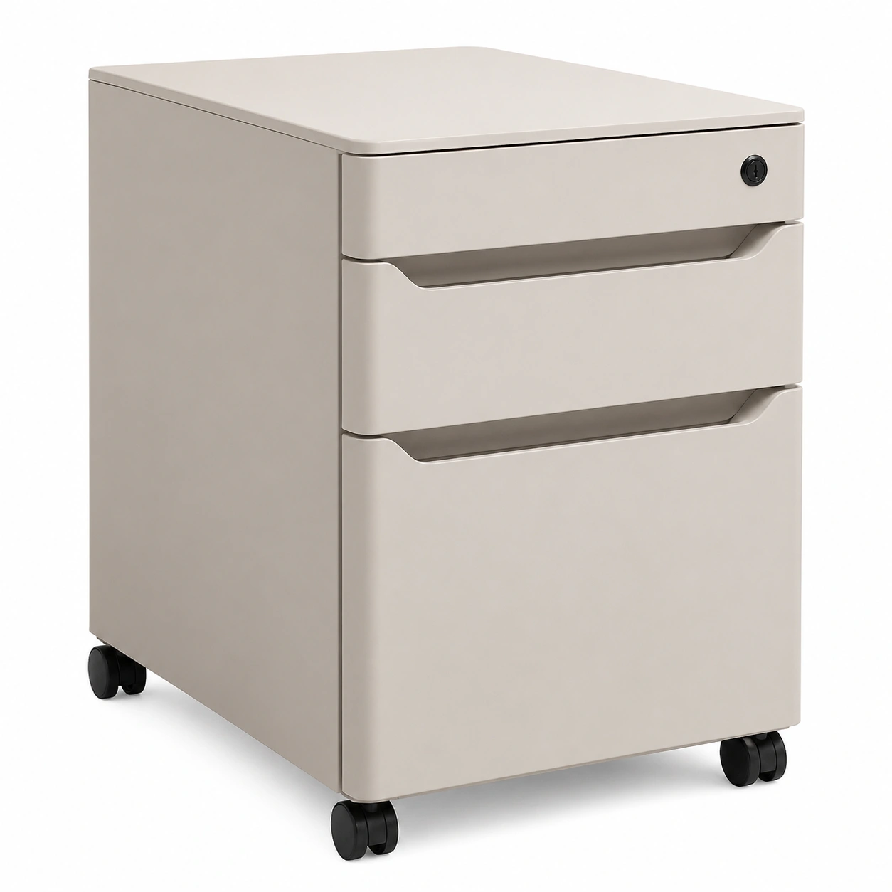 Cajonera de oficina con ruedas y cerradura diseno compacto metal beige claro-ordersero