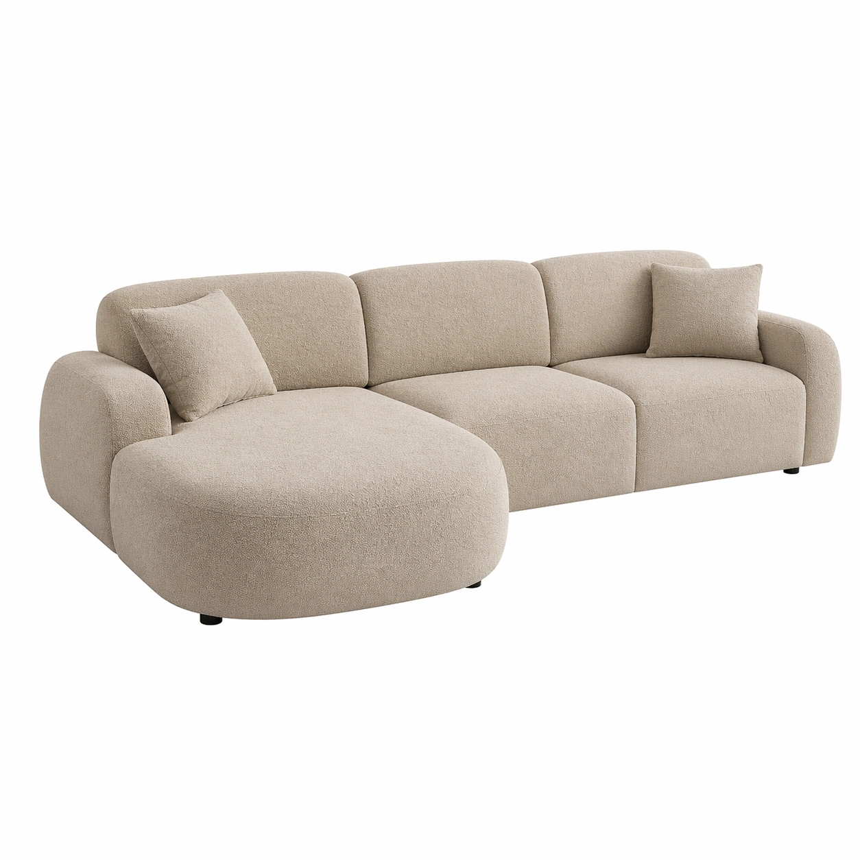 Sofá chaise longue moderno de 3 plazas con dise?o curvo y tapizado texturizado-ordernovae