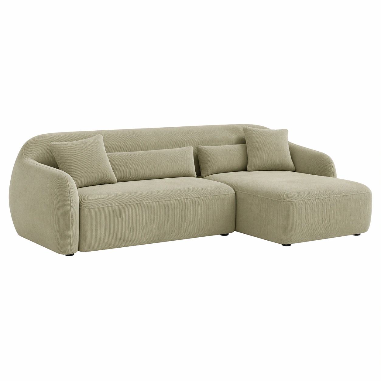 Sofá modular de 4 plazas con chaise longue estilo curvo en tela texturizada-ordernovae