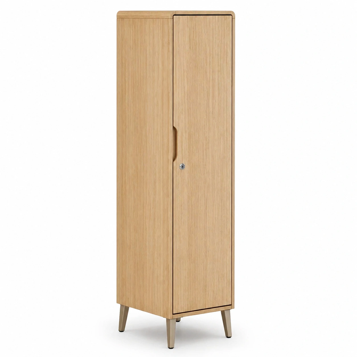 Armario de oficina alto con puerta y patas elevadas estilo moderno madera clara-ordernovae
