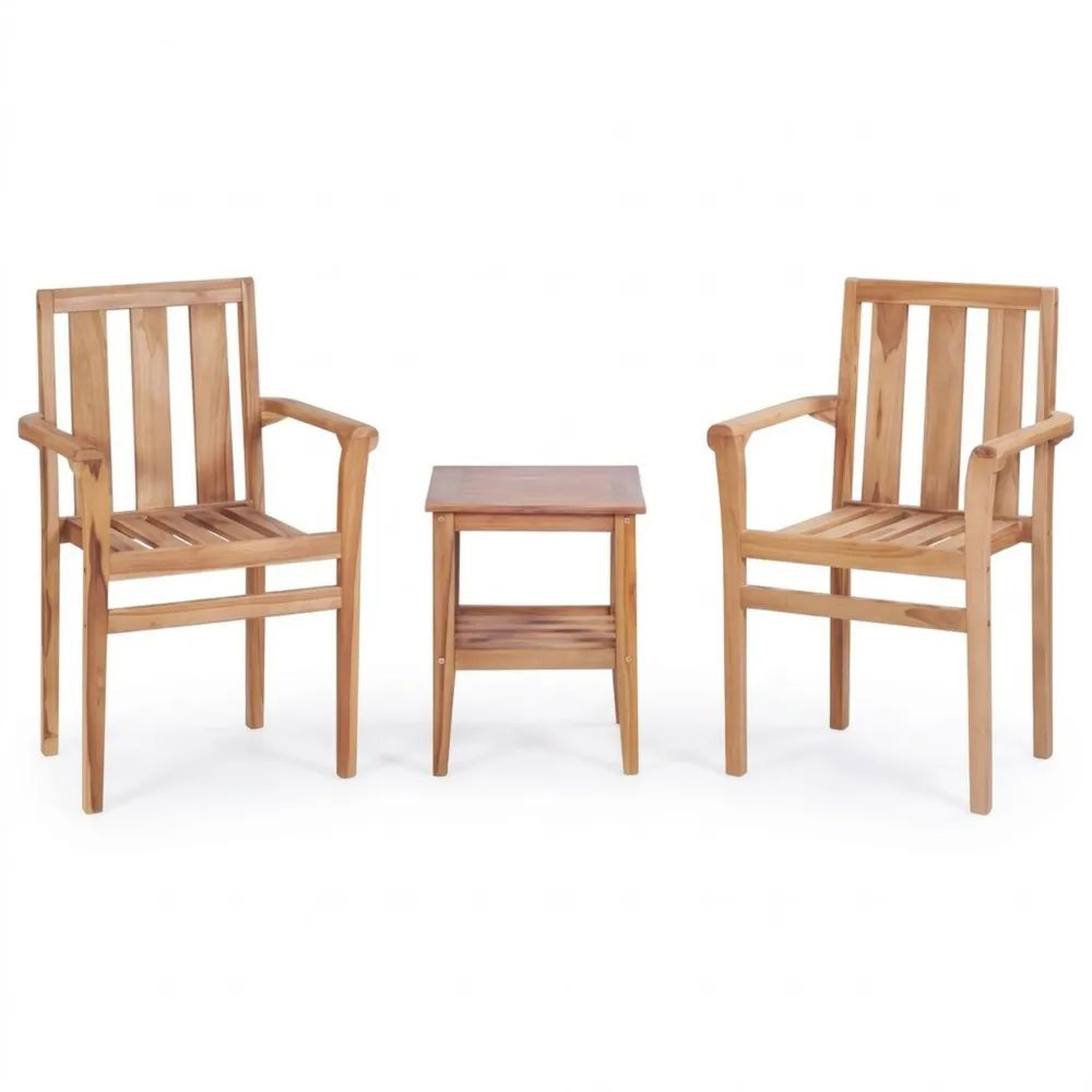 Conjunto de sillas y mesa de jardín de madera de acacia-Zenhaveneu