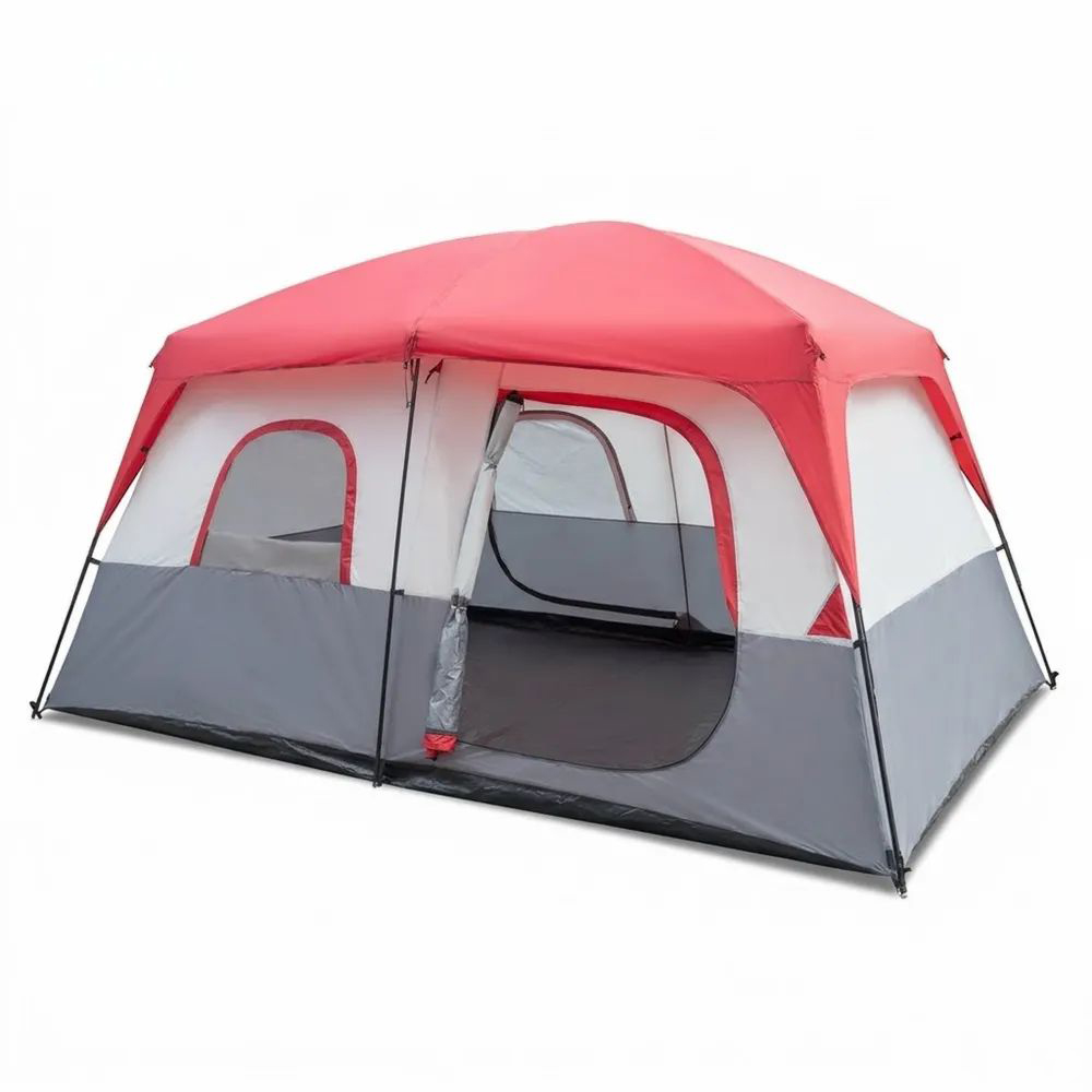 Tienda de campaña para 8 personas de poliéster roja y gris-Zenhaveneu