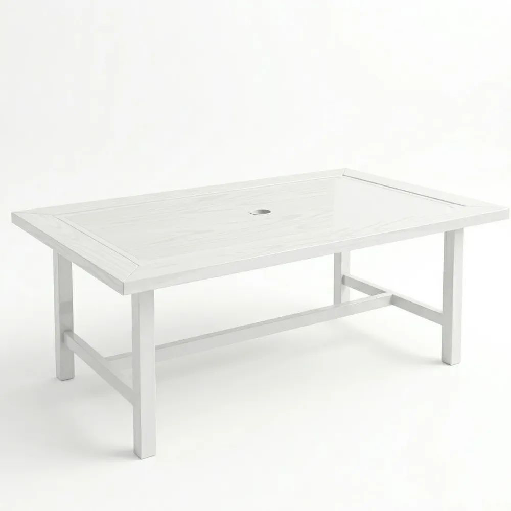 Mesa de Exterior de Aluminio y Vidrio Blanco 160x90x75 cm-Zenhaveneu