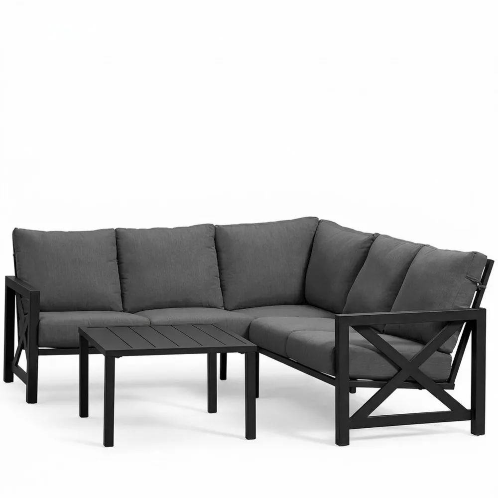 Set de Sofá Esquinero de Aluminio con Mesa Central-Zenhaveneu