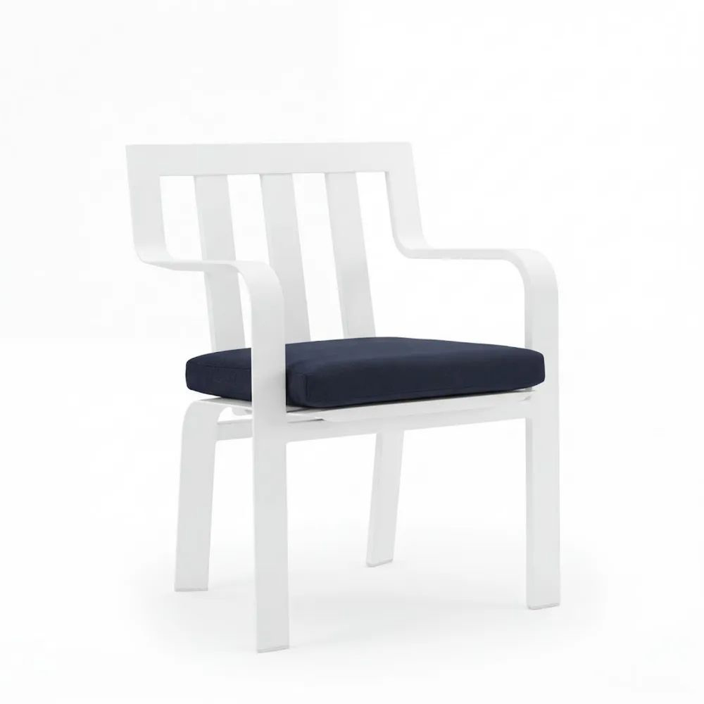Silla de aluminio con cojín de poliéster Blanco y Azul-Zenhaveneu