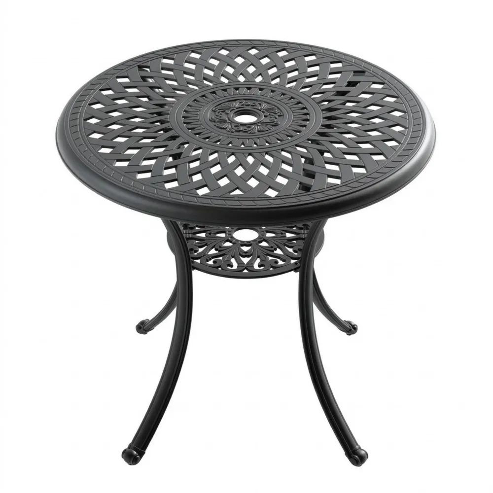 Mesa Redonda de Aluminio Fundido Negro 90 cm-Zenhaveneu