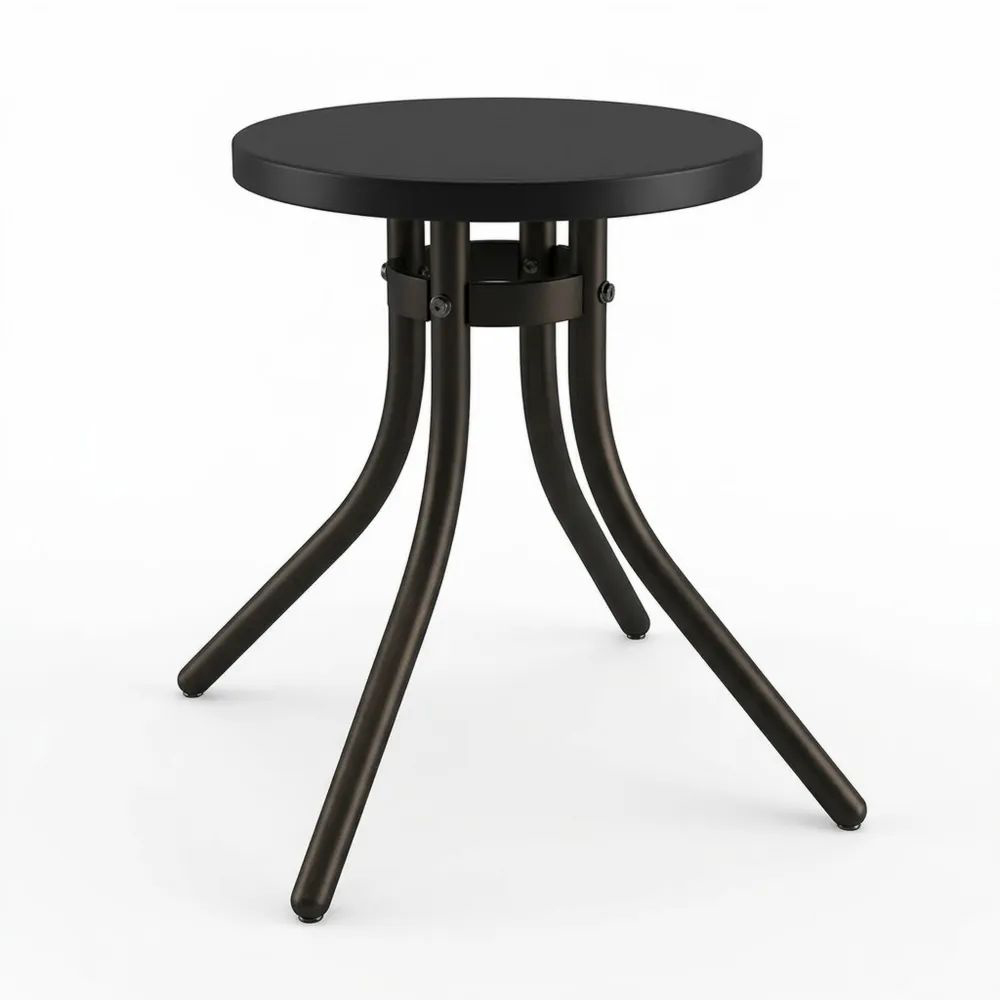 Mesa redonda de aleación de aluminio negro, de 40 cm de diámetro y 45 cm de altura.-Zenhaveneu