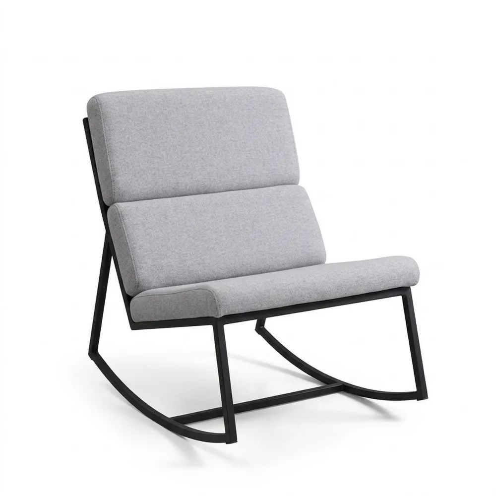 Mecedora gris, tejido de poliéster, estructura de aleación de aluminio.-Zenhaveneu