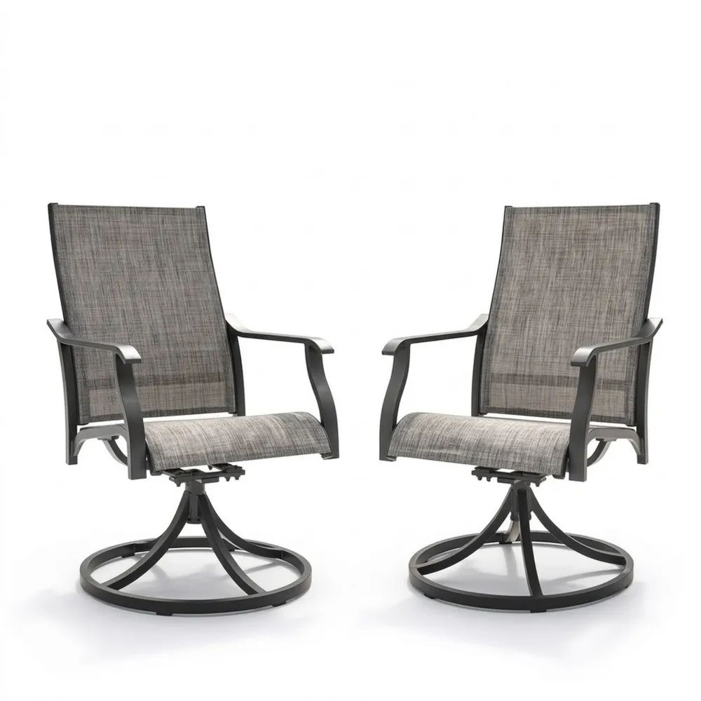 Juego de 2 sillas giratorias de aluminio y textilene-Zenhaveneu