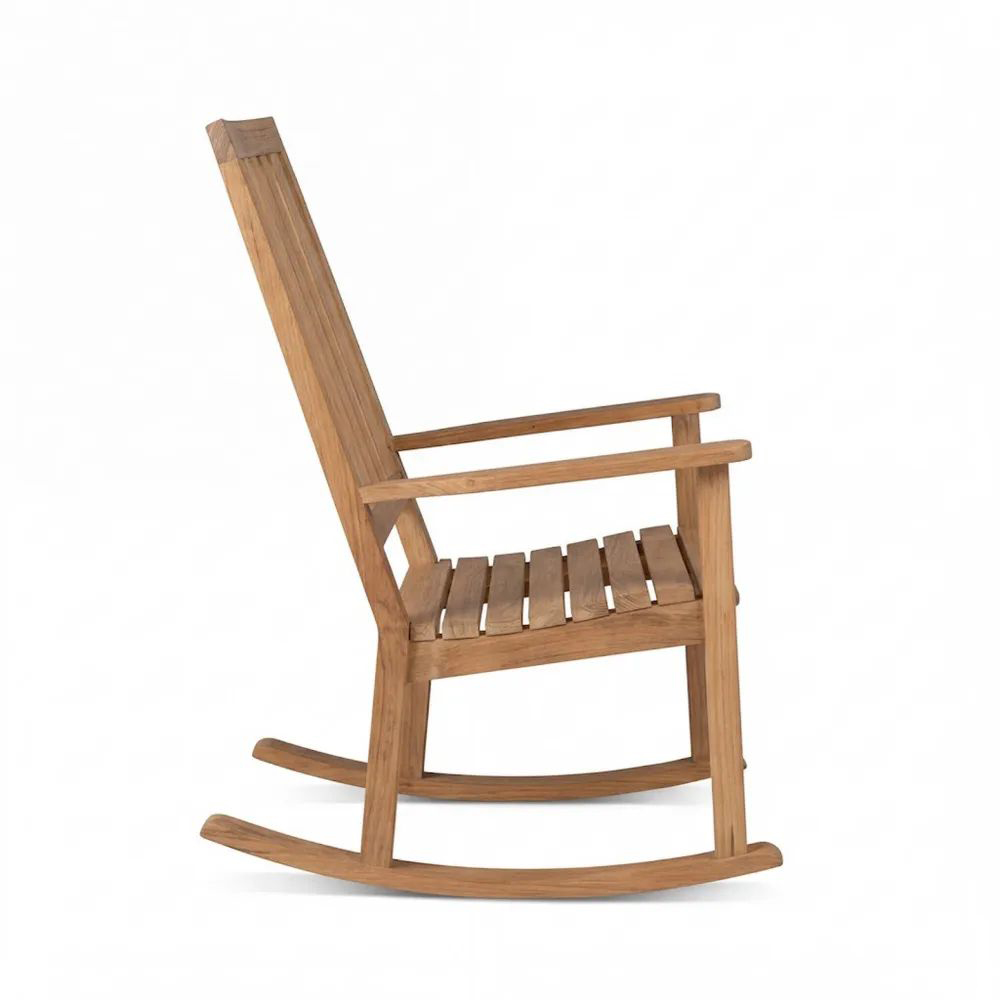 Silla mecedora de madera de teca-Zenhaveneu